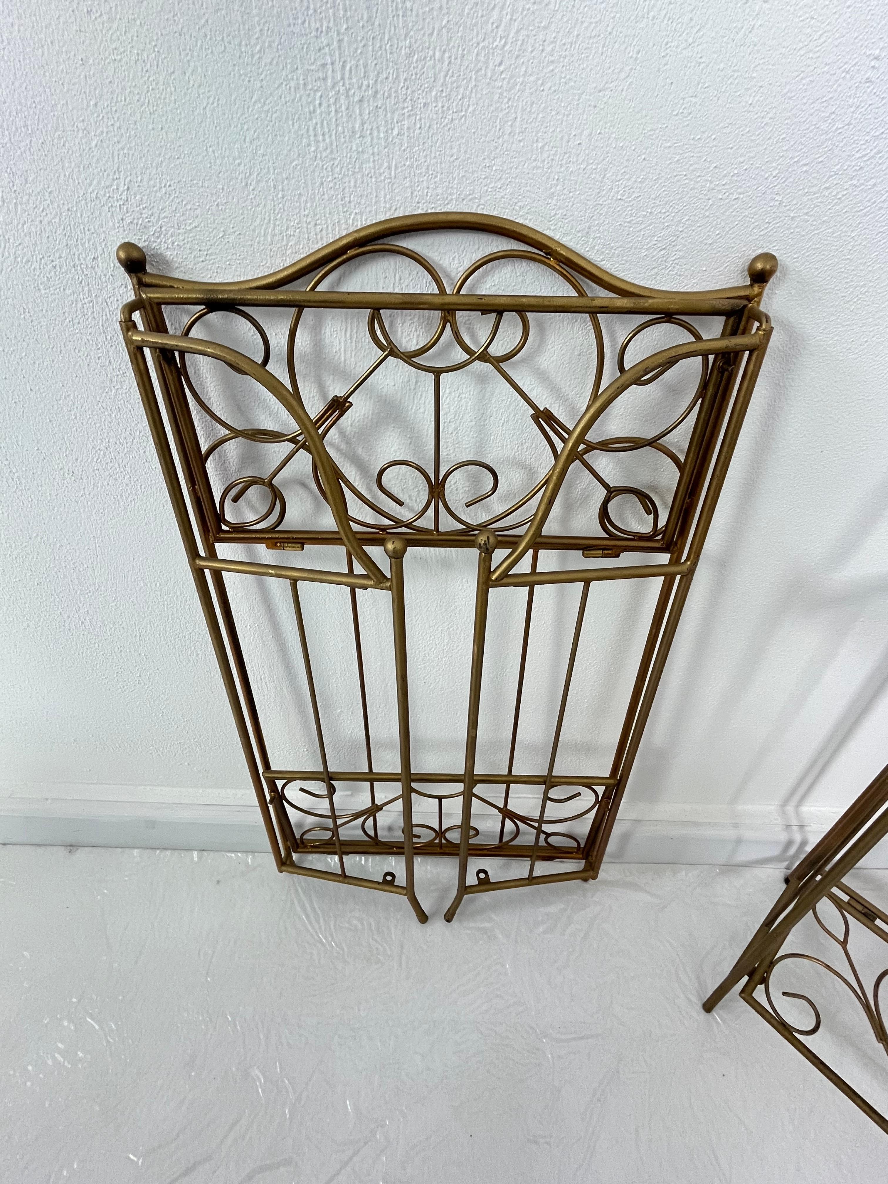 Set of 5 Folding Gilded Iron Planters/pot holders, 1960s For Sale 4