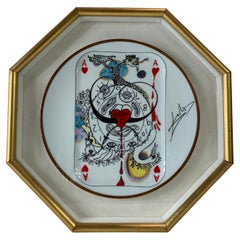 Set of 5 Framed Carte a Jouer Porcelain Plates by Salvador Dali for Puiforcat