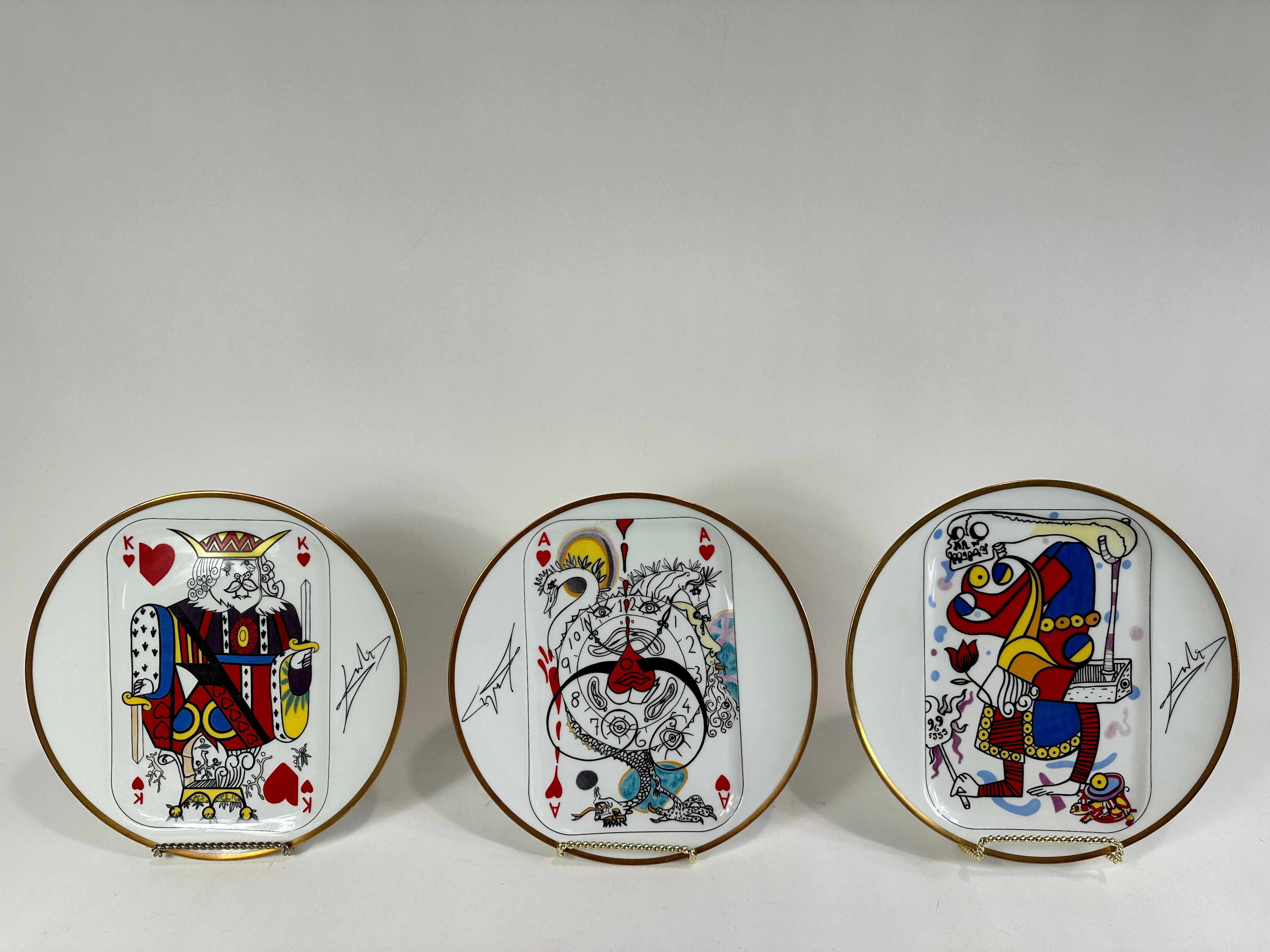 Set of 5 Framed Carte a Jouer Porcelain Plates by Salvador Dali for Puiforcat 1
