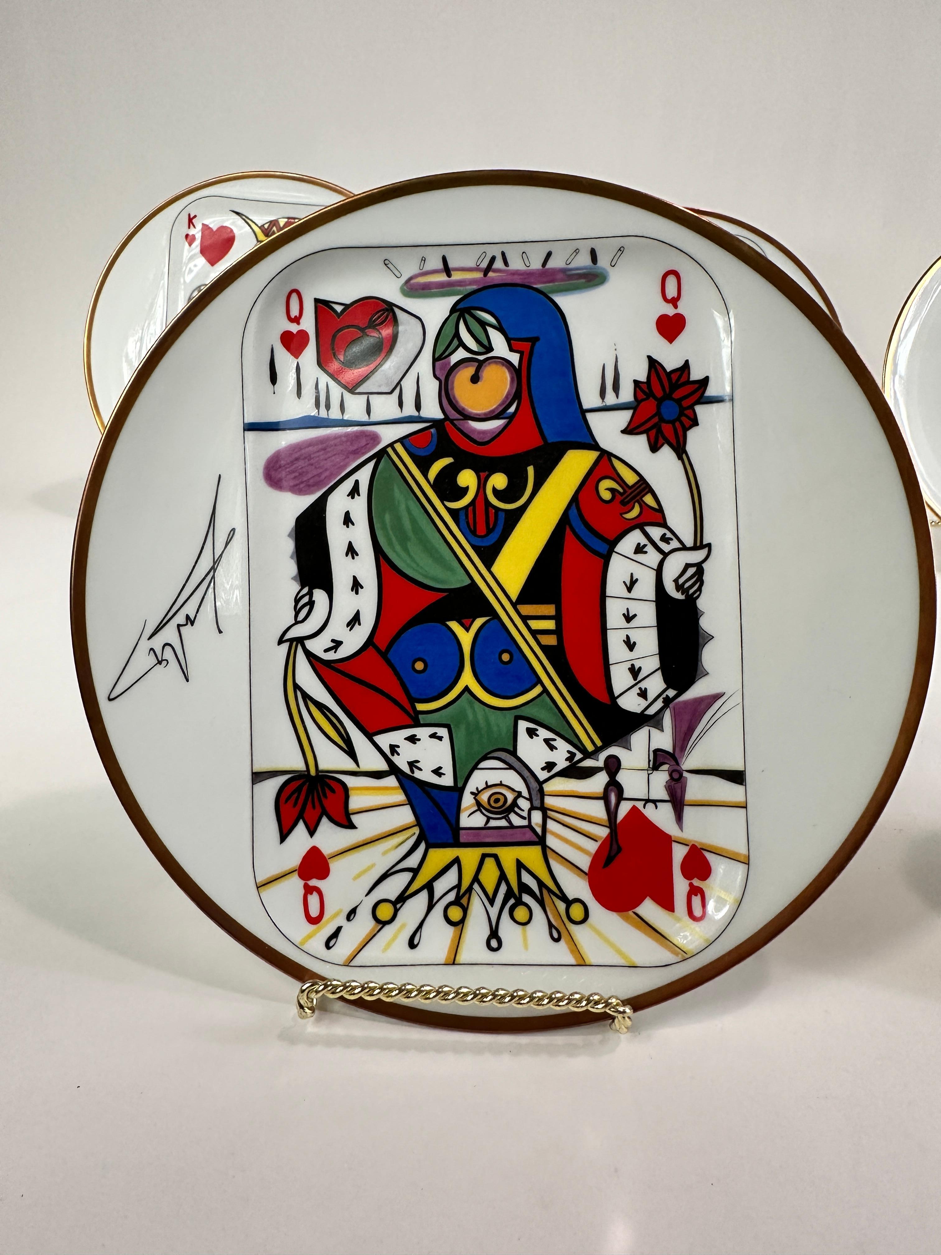 Set of 5 Framed Carte a Jouer Porcelain Plates by Salvador Dali for Puiforcat 2