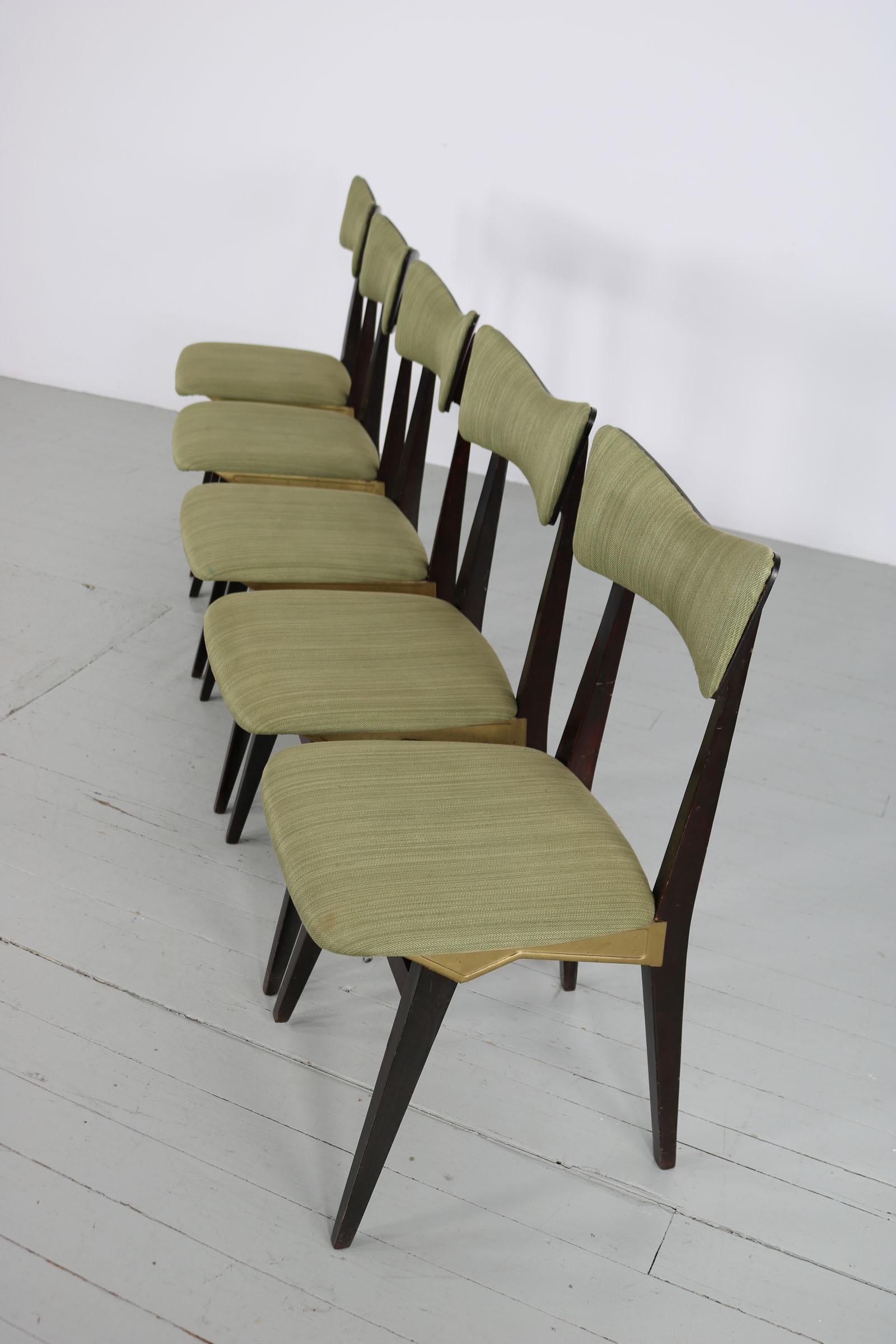 Ensemble de 5 chaises Francor Ospitaletto, Italie, années 50 en vente 3