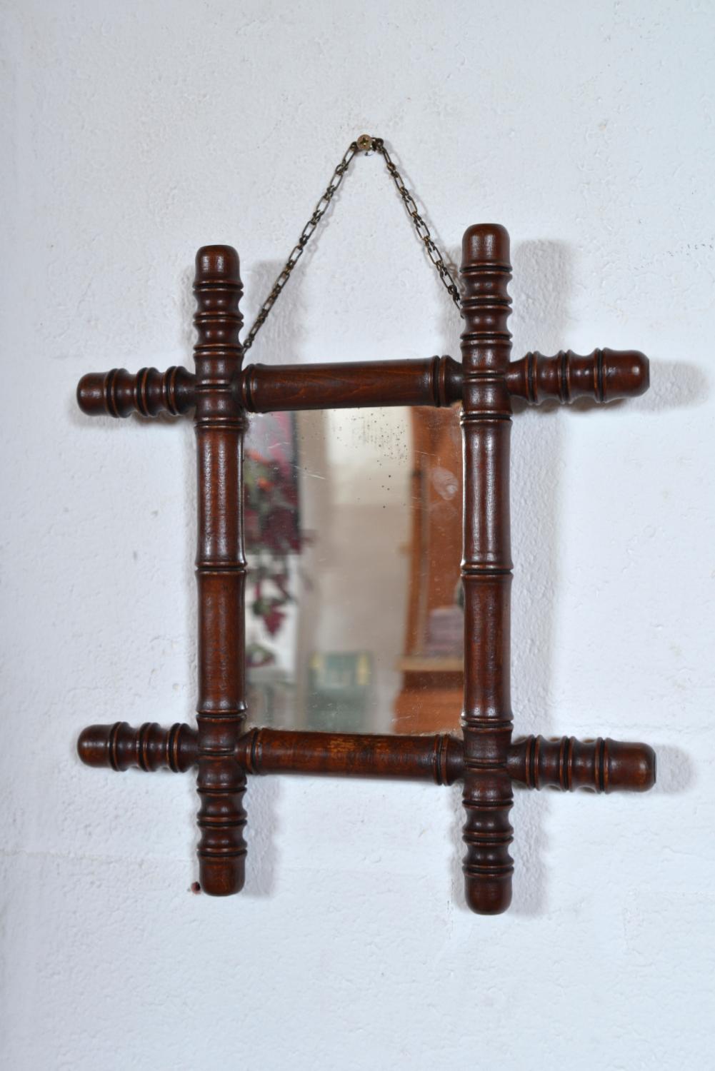 Ensemble de 5 miroirs muraux français anciens en faux bambou cadre artisanal 19ème siècle  en vente 8
