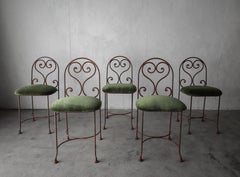 Set of 5 French Antique Iron Garden Dining Chairs