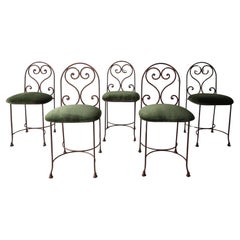 Set of 5 French Antique Iron Garden Dining Chairs
