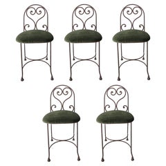 Set of 5 French Antique Iron Garden Dining Chairs