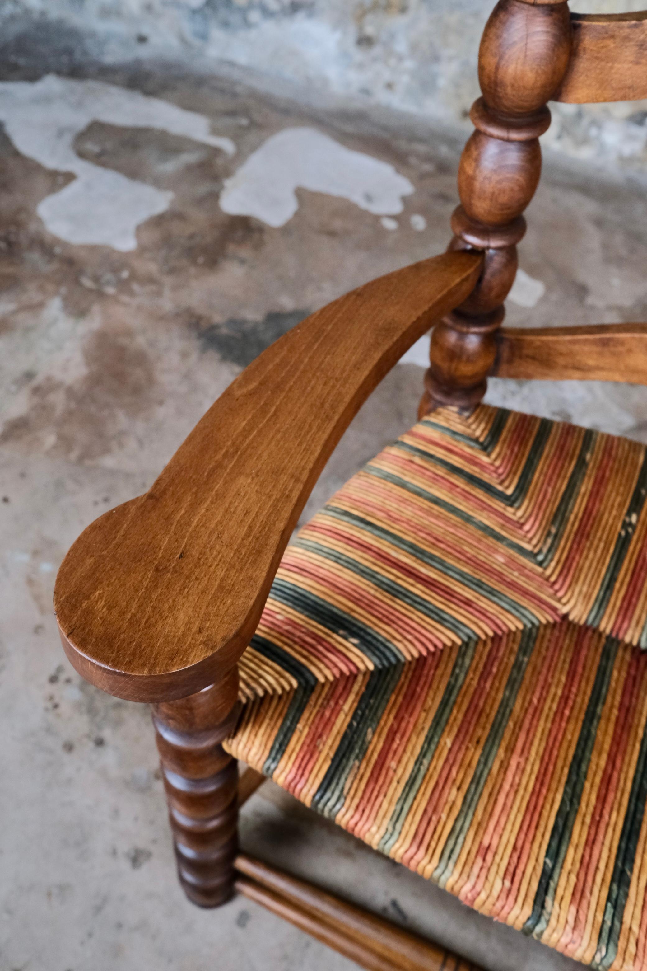 Set of 5 French bobbin chairs in the style of Charles Dudouyt, 1940-50s For Sale 5