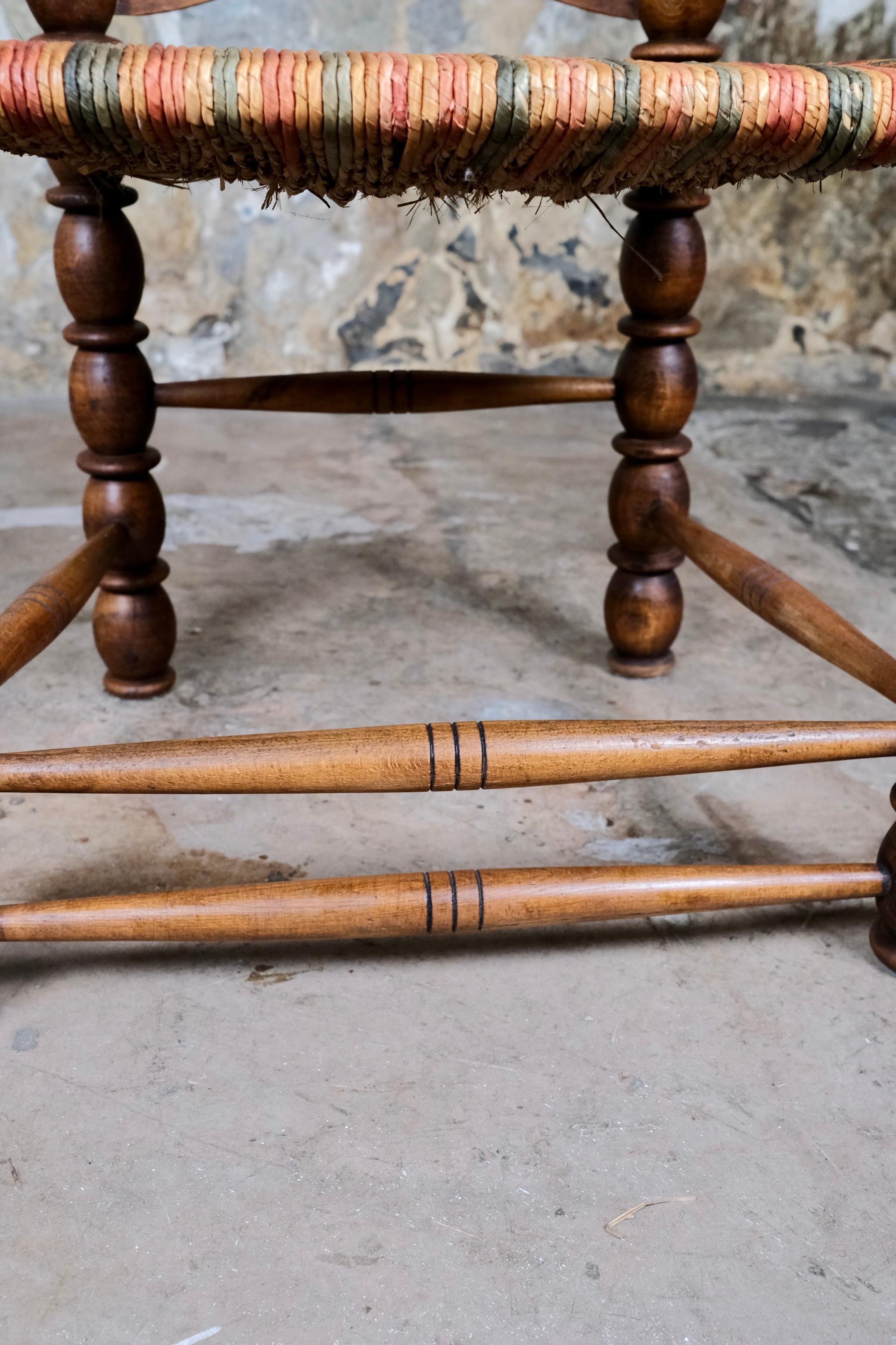 Set of 5 French bobbin chairs in the style of Charles Dudouyt, 1940-50s For Sale 6