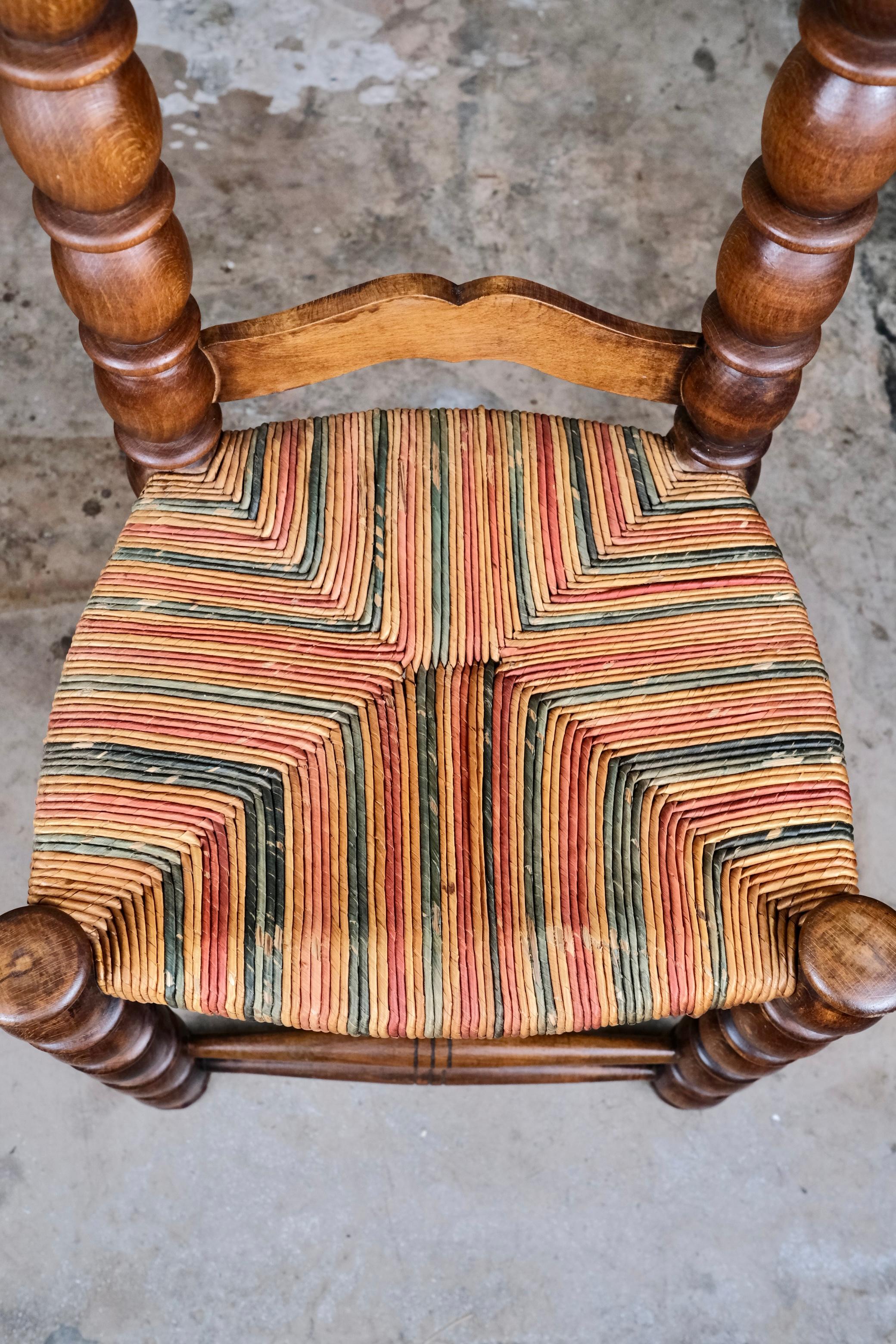 Set of 5 French bobbin chairs in the style of Charles Dudouyt, 1940-50s For Sale 12