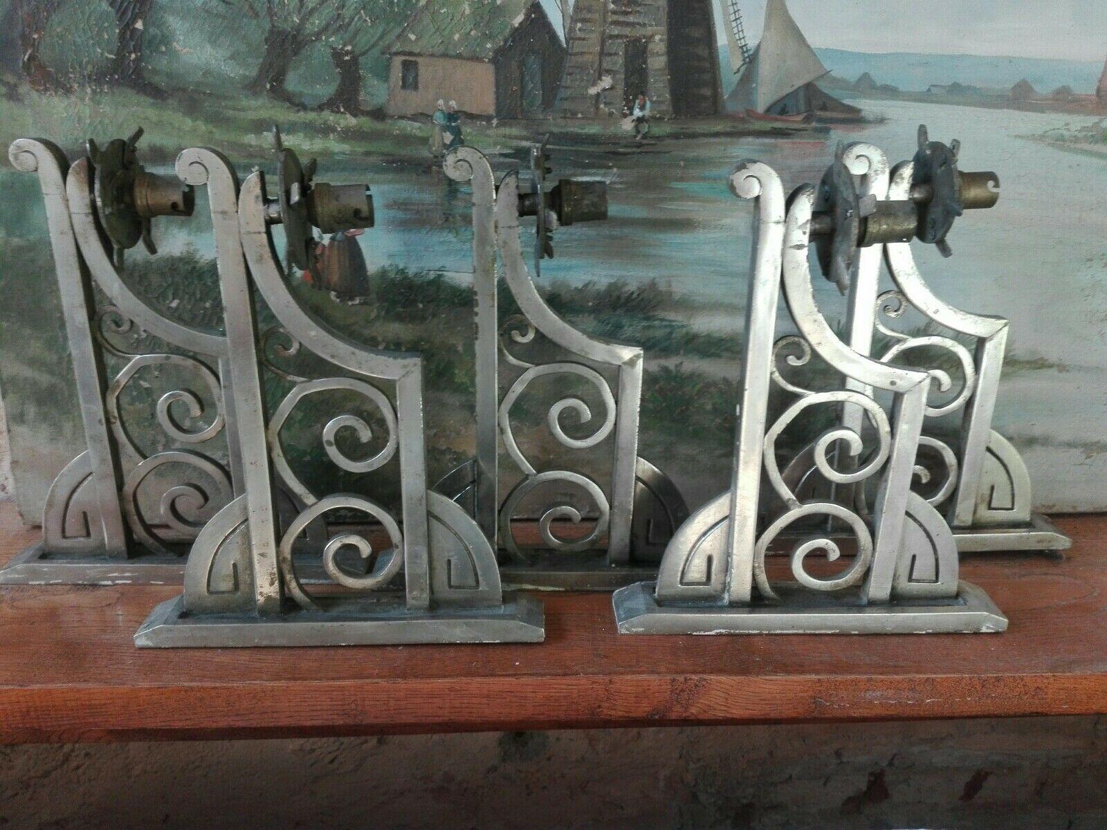 1920's Set of 5 Matching French Art Deco Nickel Wall Sconces. The design on these sconces is classic French Art Deco.