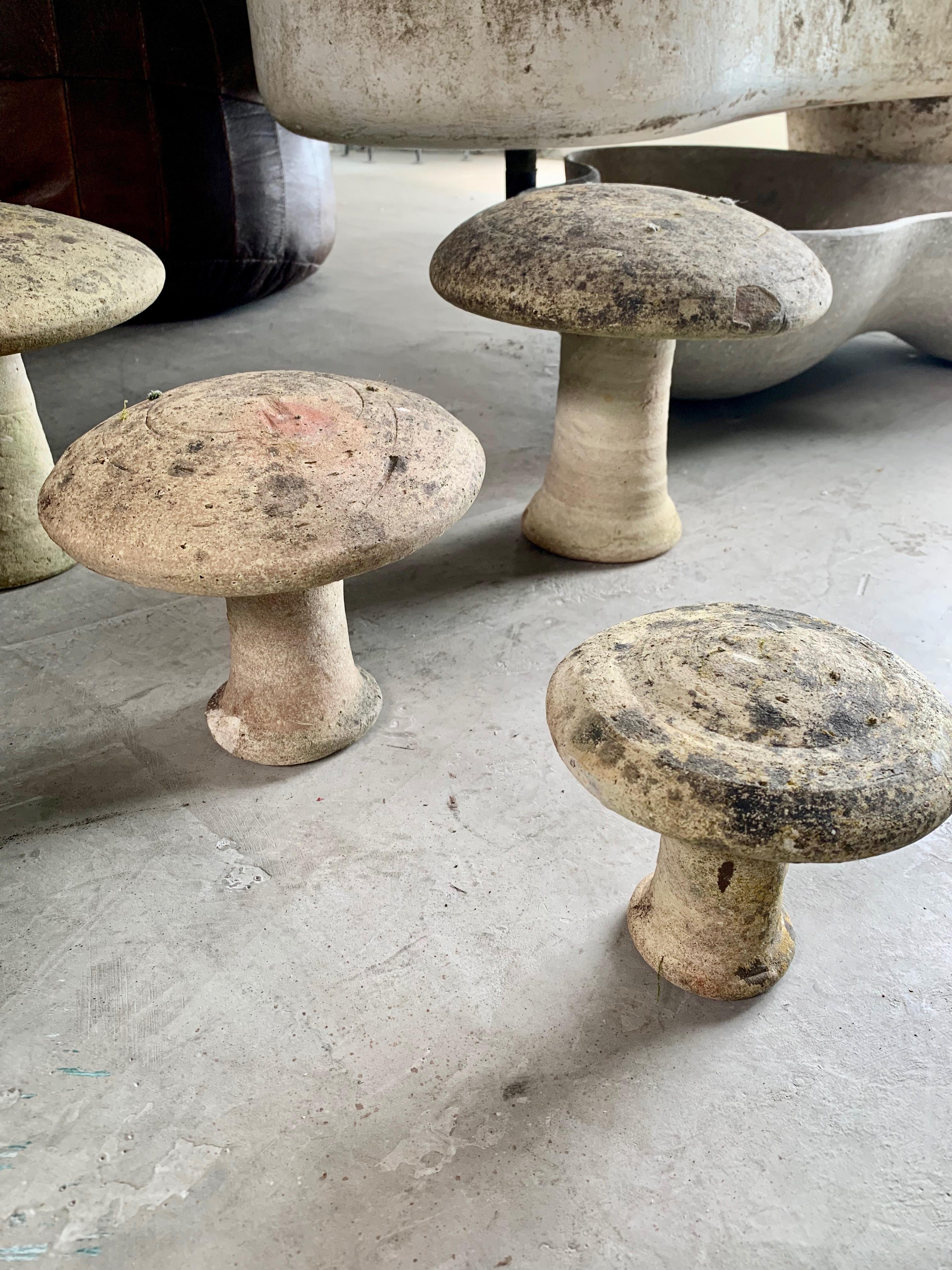 Set of 5 French Concrete Garden Mushroom Sculptures 2