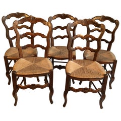 french country chairs with rush seats Set of 5 French Country Chairs