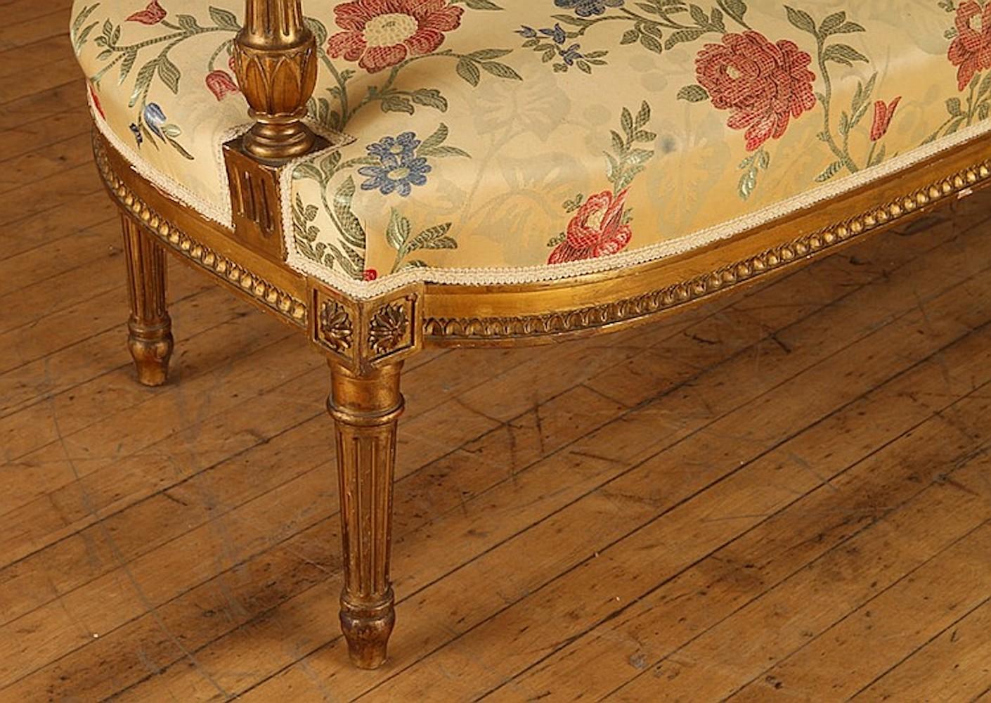 Set of 5, French Giltwood Louis XVI Style Settee and 4 Armchairs 2