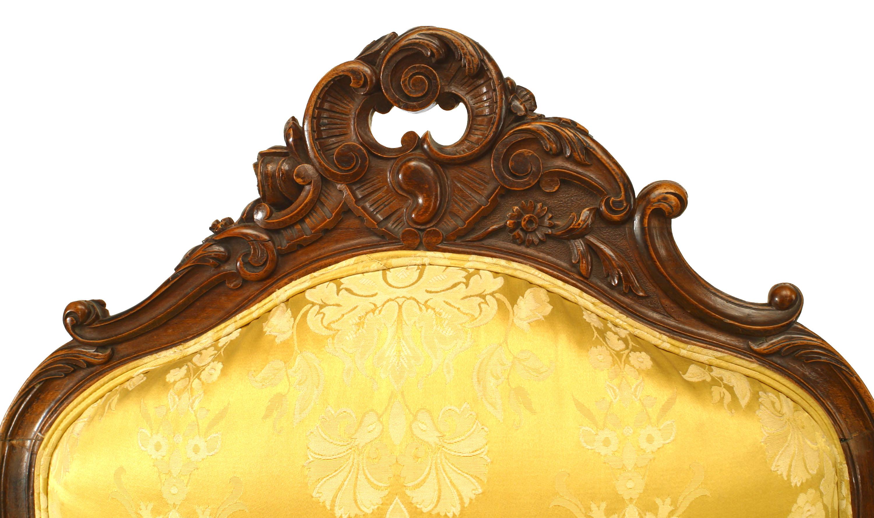 5-teiliges Louis XV.-Wohnzimmer-Set aus Gold und Damast im Angebot 2