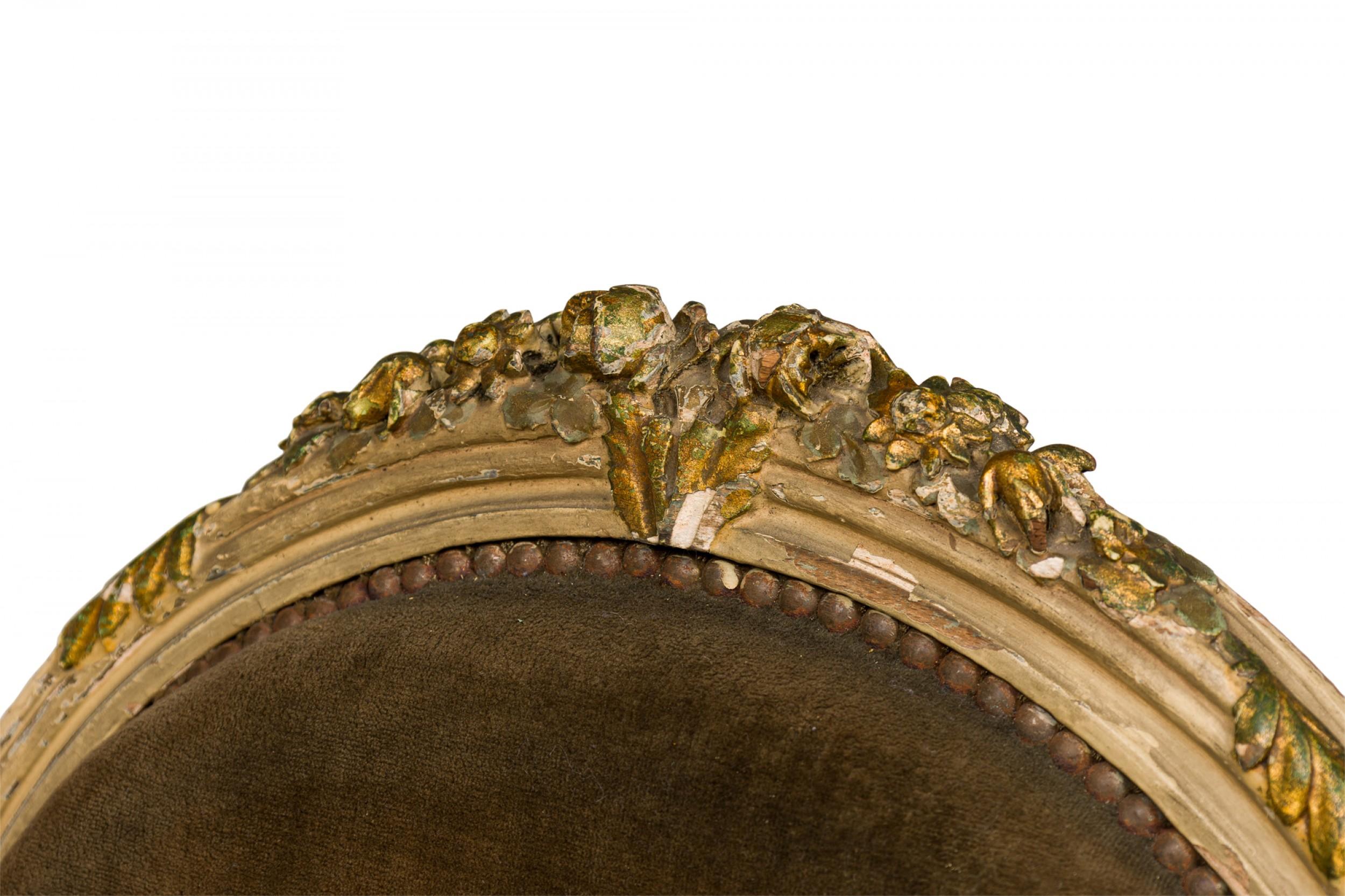 Set of 5 French Louis XVI Style Oval Back Green Velvet Upholstered Dining Chairs (Farbe) im Angebot