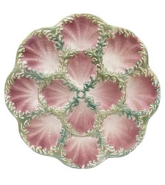Set of 5 French Majolica Daisy Oyster Plates, circa 1890