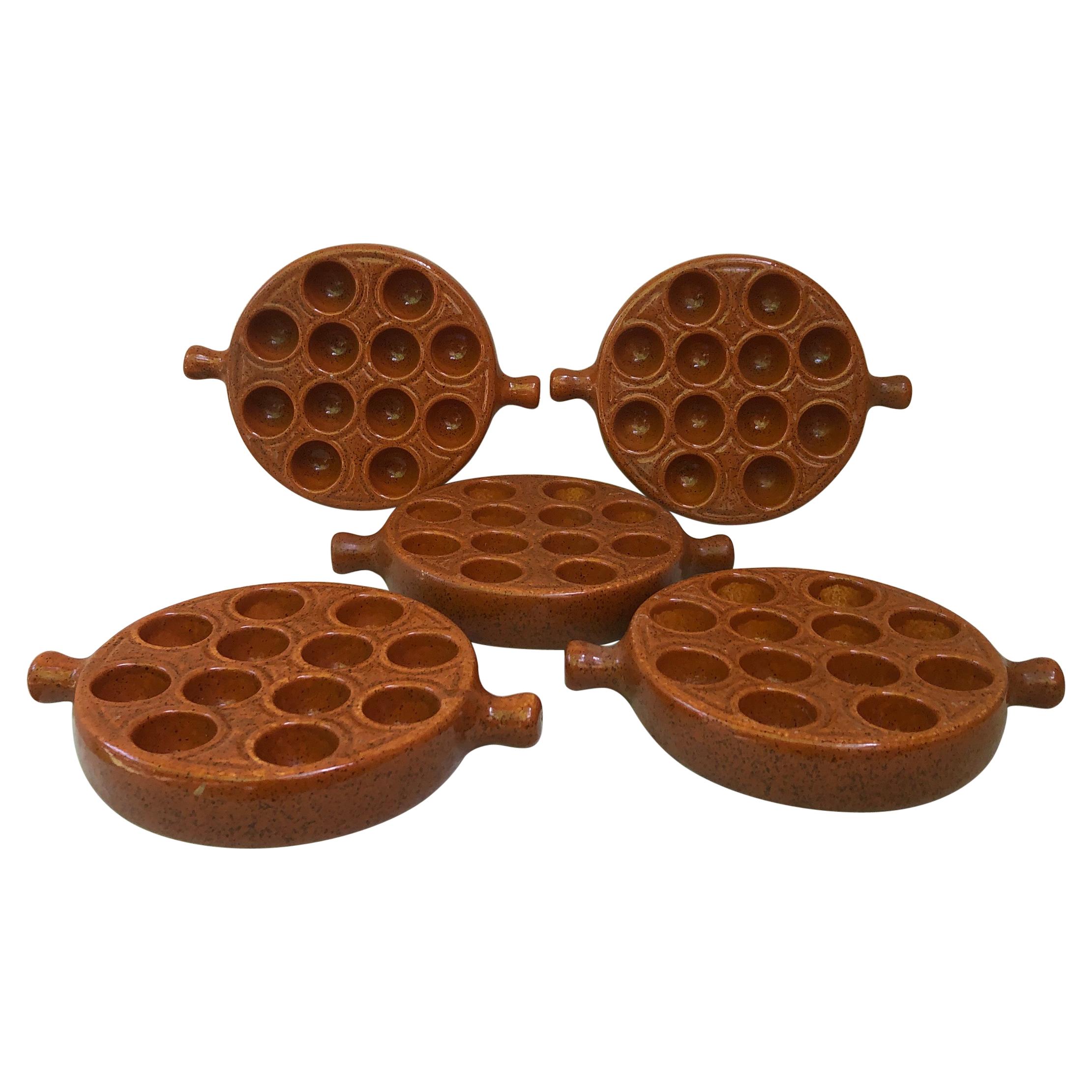 Juego de 5 Platos de Caracol de Mayólica Francesa, Circa 1950 en venta