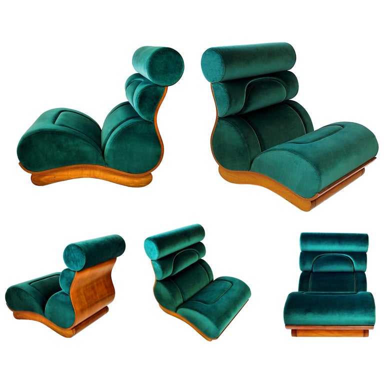 French Modern Walnut and Turquoise Velvet Upholstered Chair at 1stDibs turquoise upholstered chair