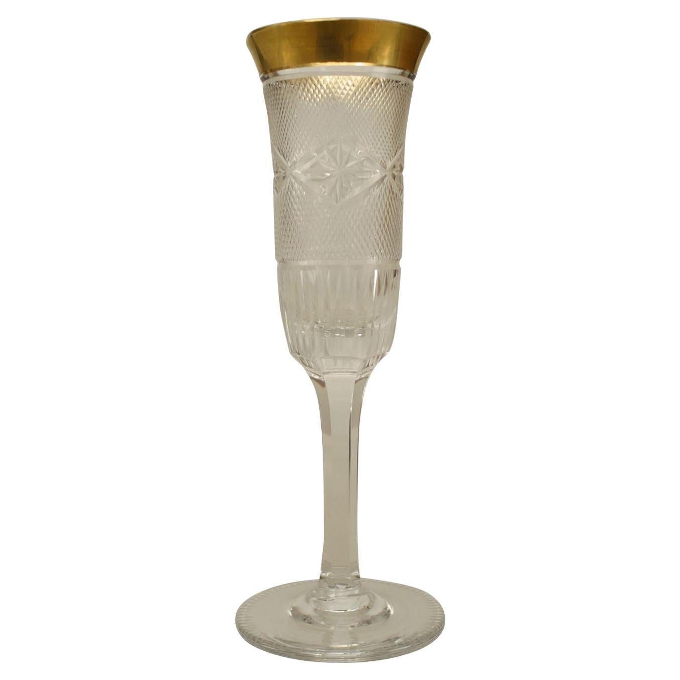 Set of 5 French Victorian Crystal Champagne Glasses For Sale