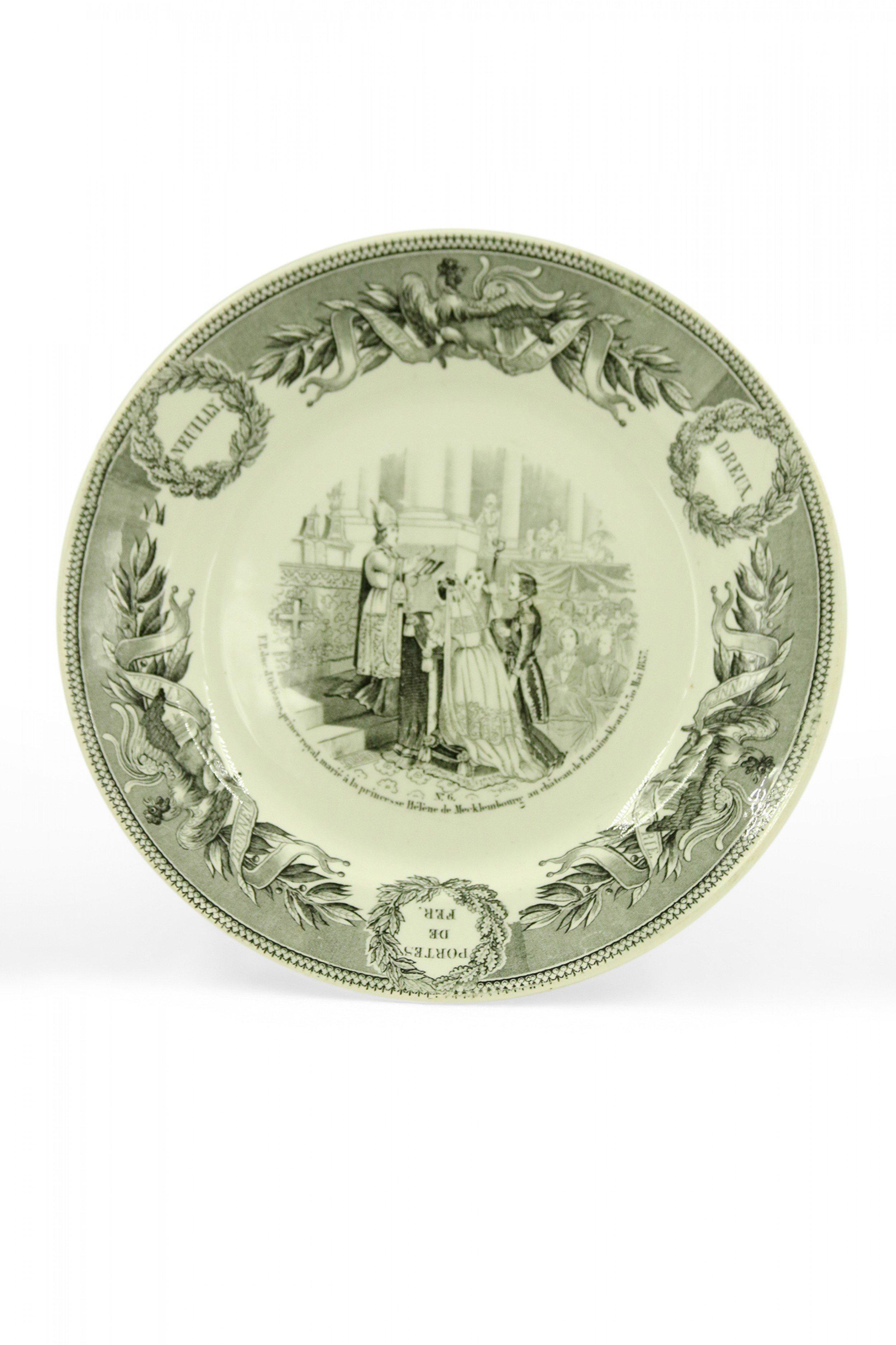 Set of 5 French Victorian Transferware Plates of Historical Landmarks For Sale 5
