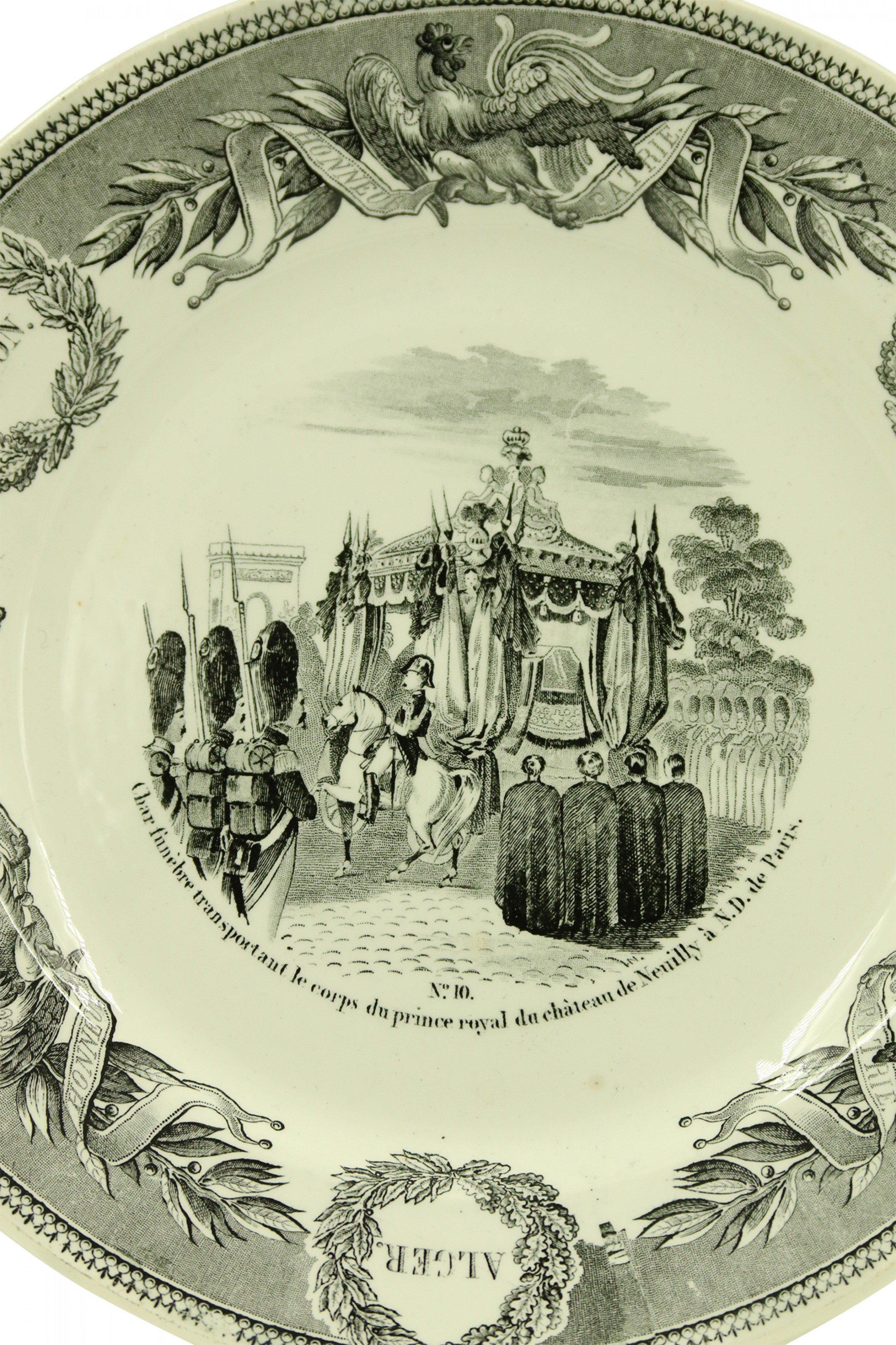Set of 5 French Victorian Transferware Plates of Historical Landmarks For Sale 4