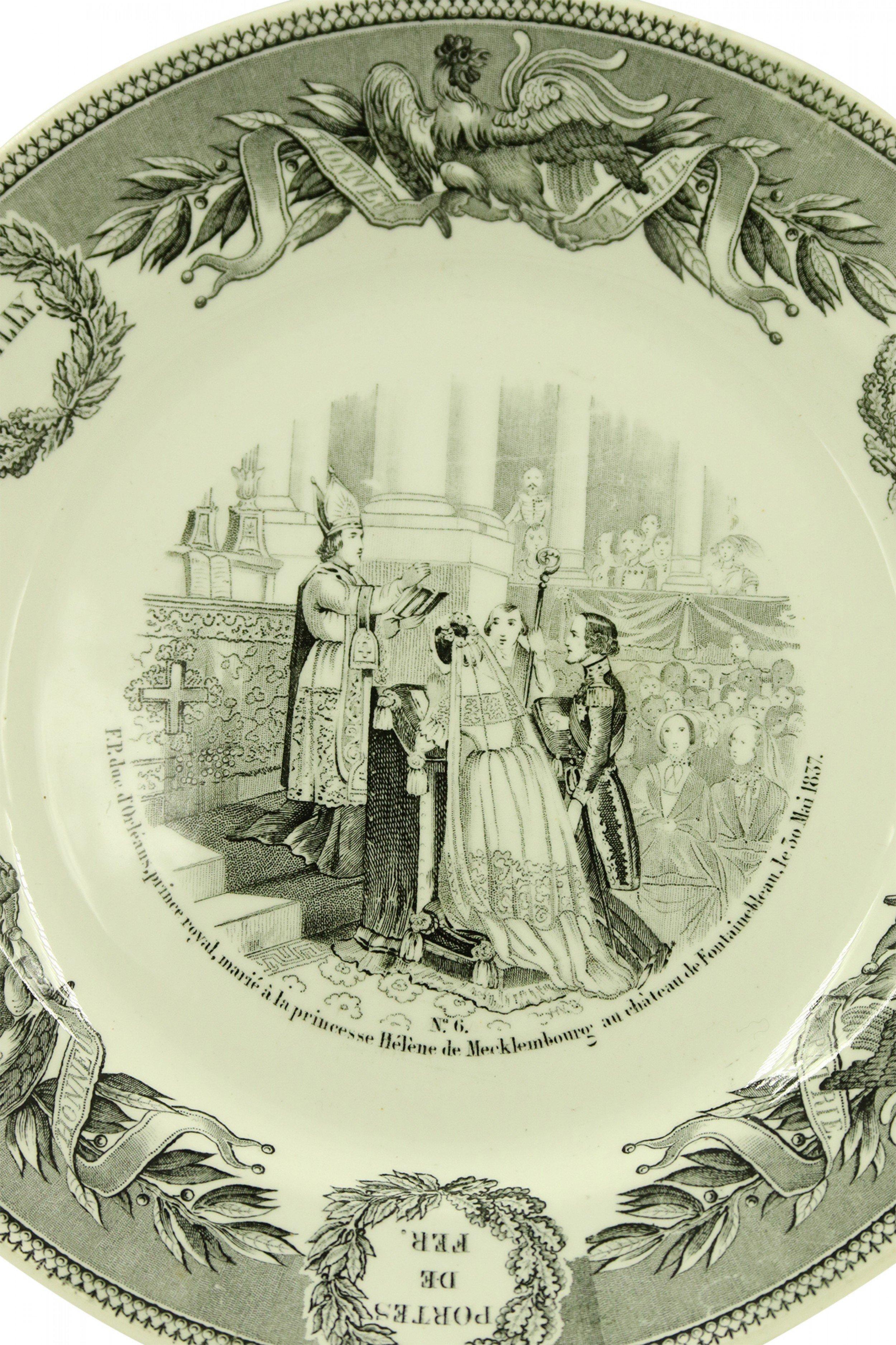 Set of 5 French Victorian Transferware Plates of Historical Landmarks For Sale 2