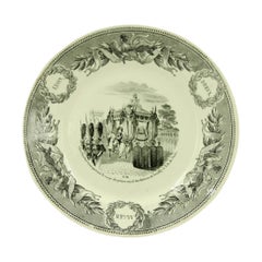 Set of 5 French Victorian Transferware Plates of Historical Landmarks