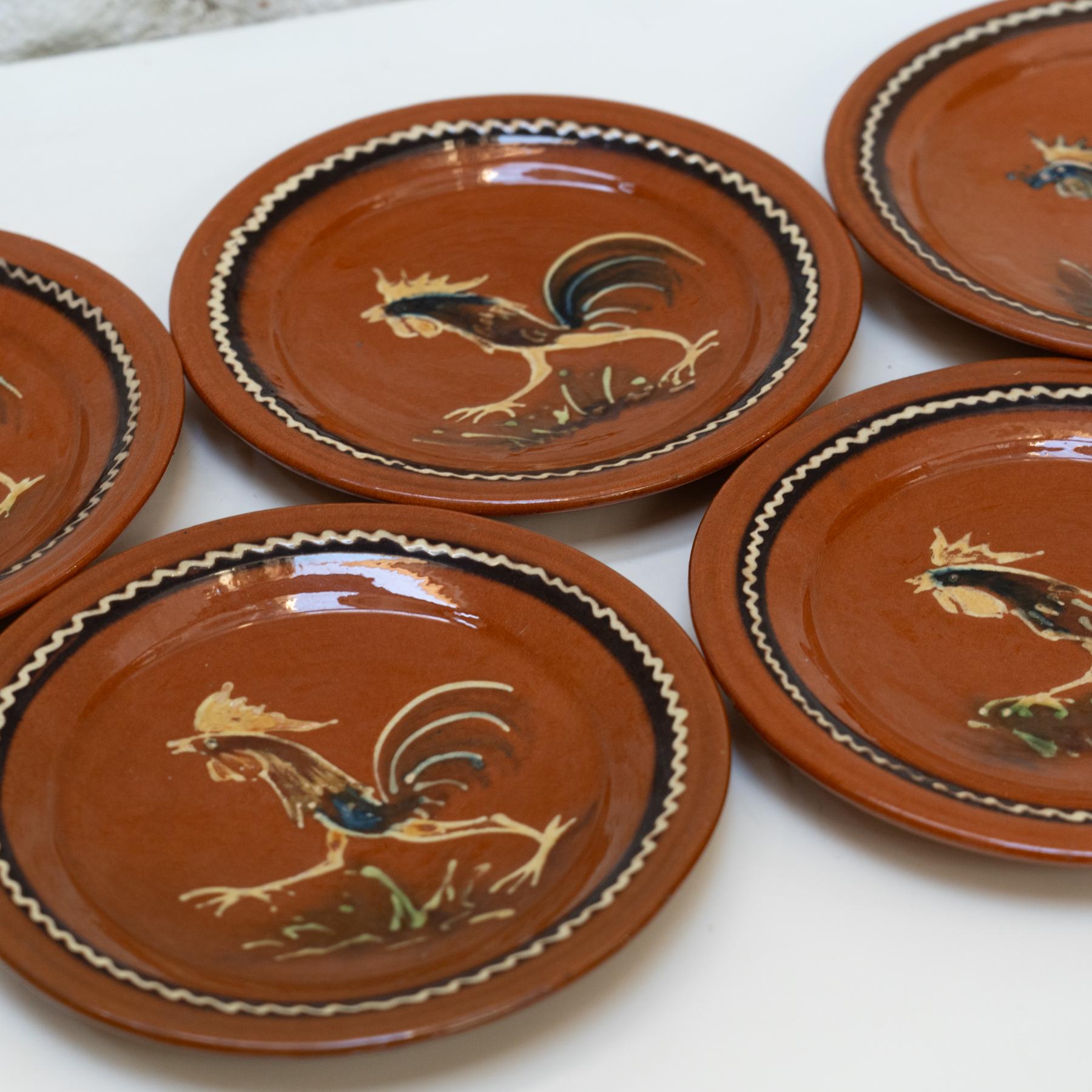Lote de 5 Platos Gallos Díaz Costa (1960) Moderno de mediados de siglo en venta