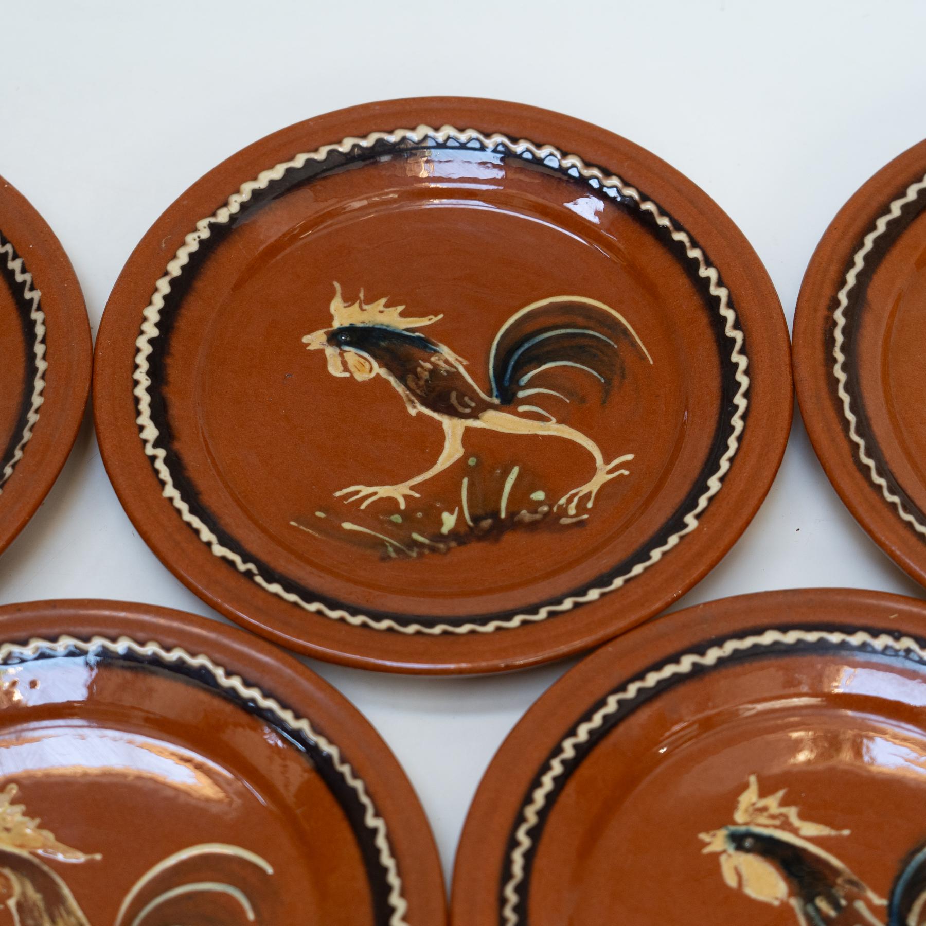 Lote de 5 Platos Gallos Díaz Costa (1960) Cerámico en venta