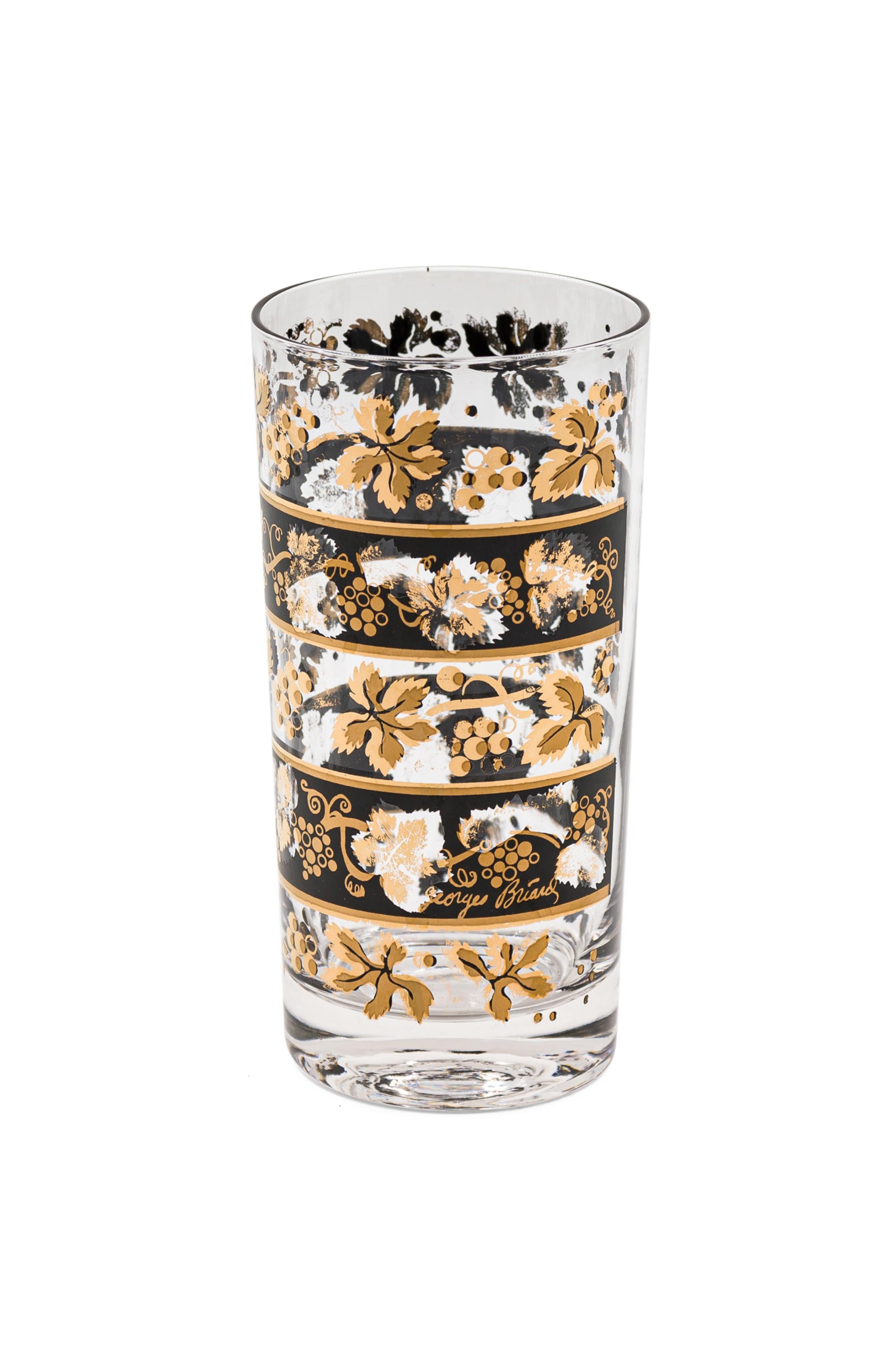 Juego de 5 copas americanas de mediados de siglo Georges Briard, negras y doradas Moderno de mediados de siglo en venta