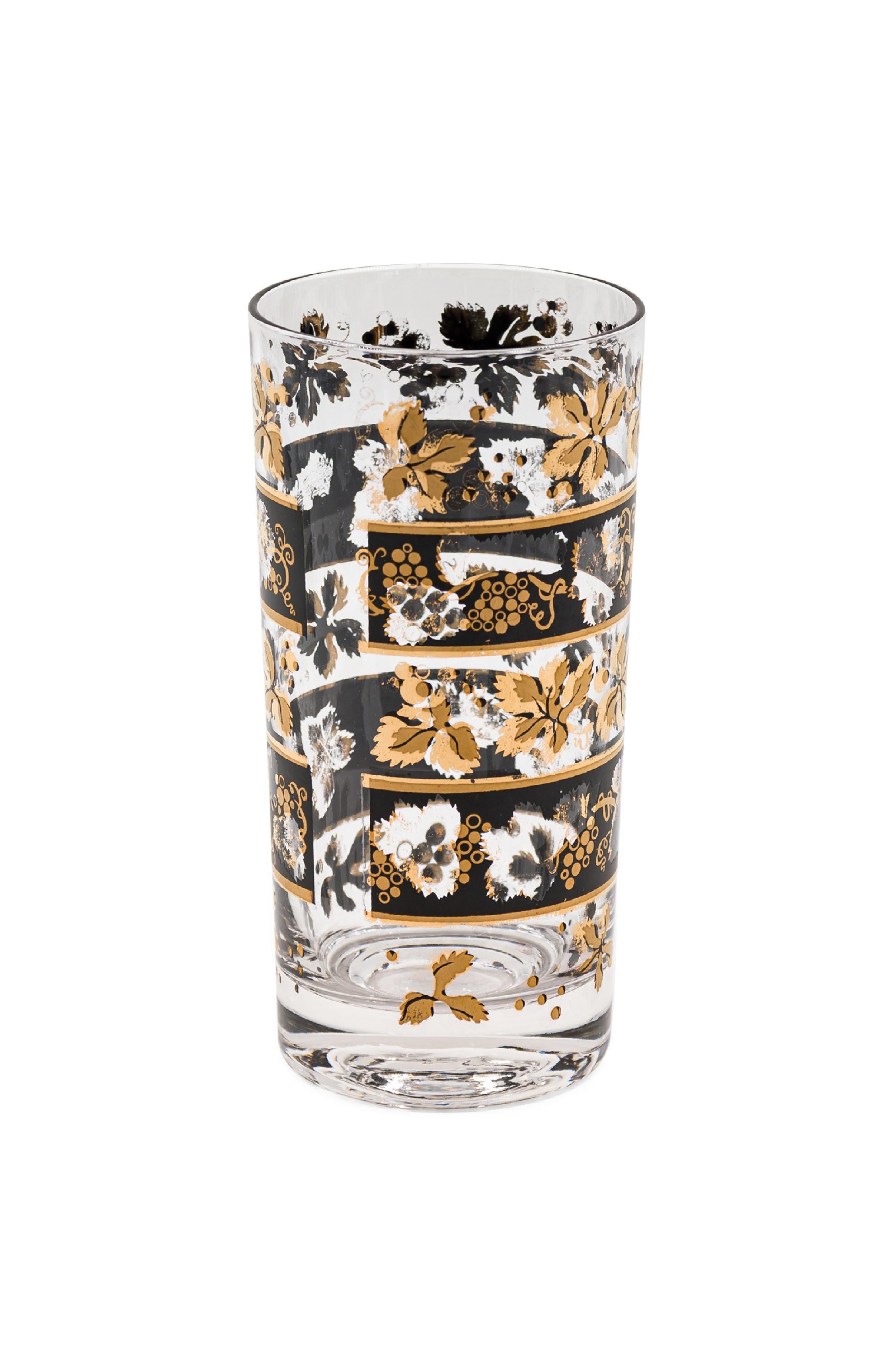 Juego de 5 copas americanas de mediados de siglo Georges Briard, negras y doradas Estadounidense en venta