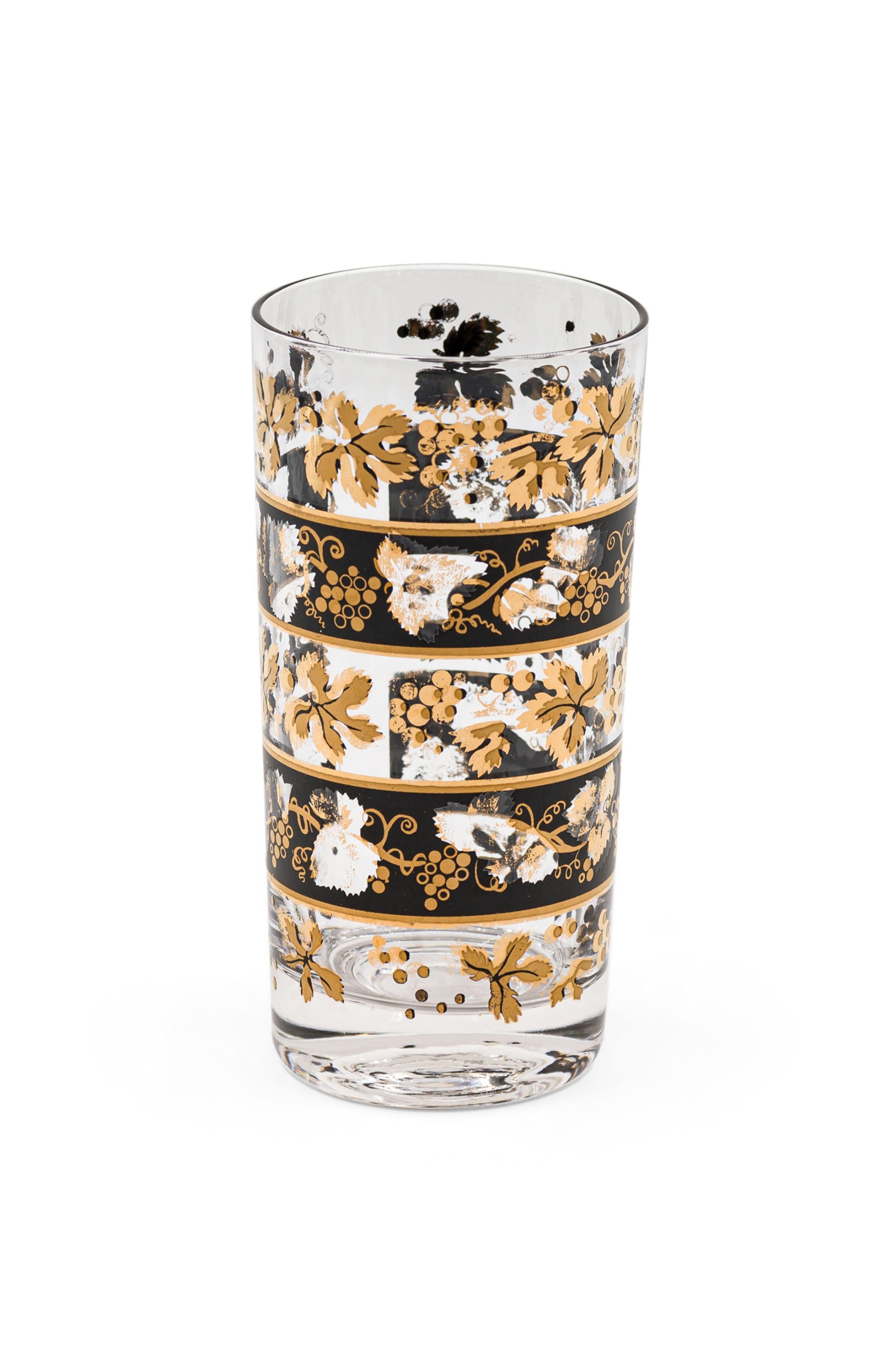 Juego de 5 copas americanas de mediados de siglo Georges Briard, negras y doradas en Bueno estado para la venta en Queens, NY