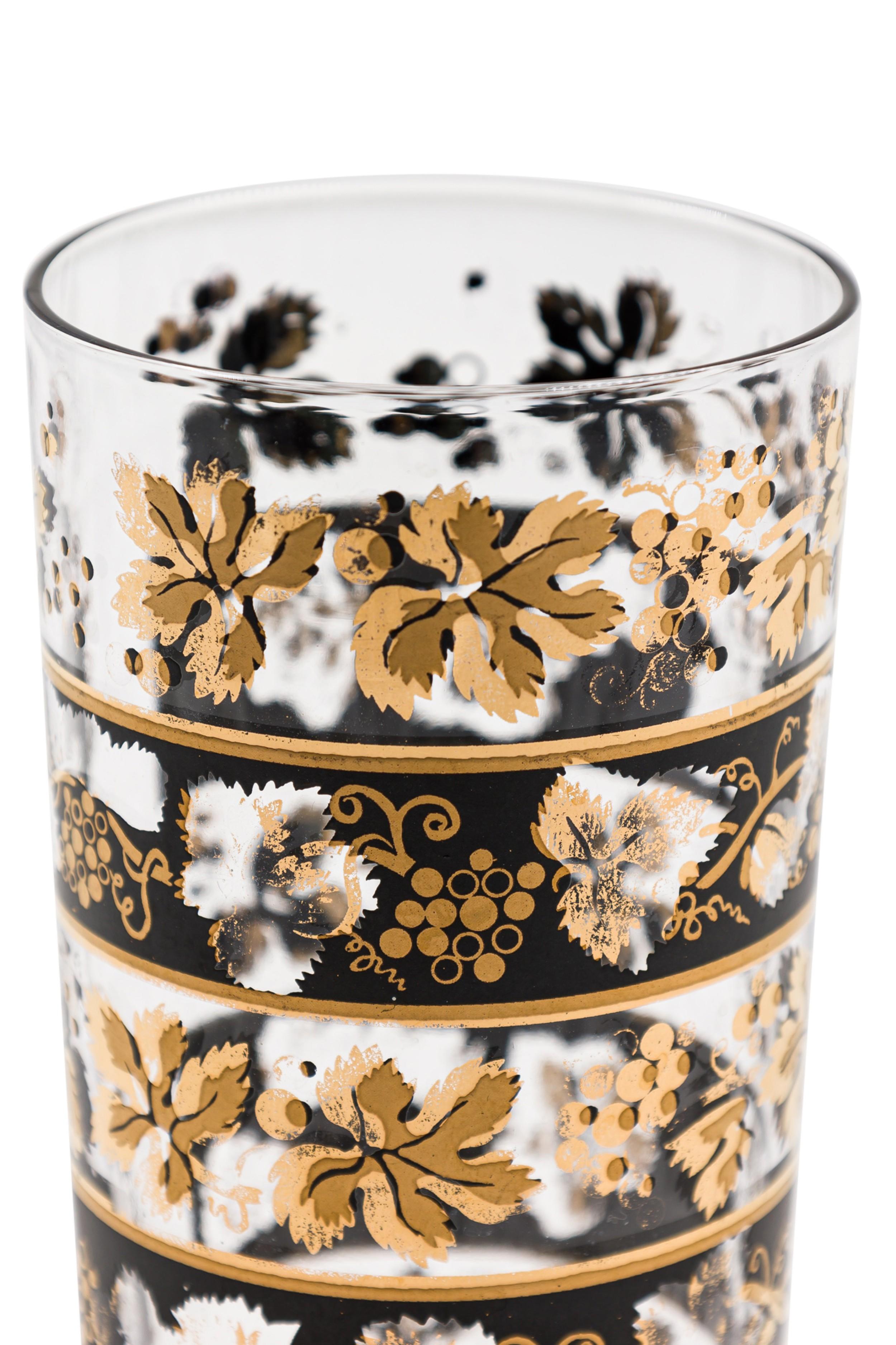 Juego de 5 copas americanas de mediados de siglo Georges Briard, negras y doradas siglo XX en venta