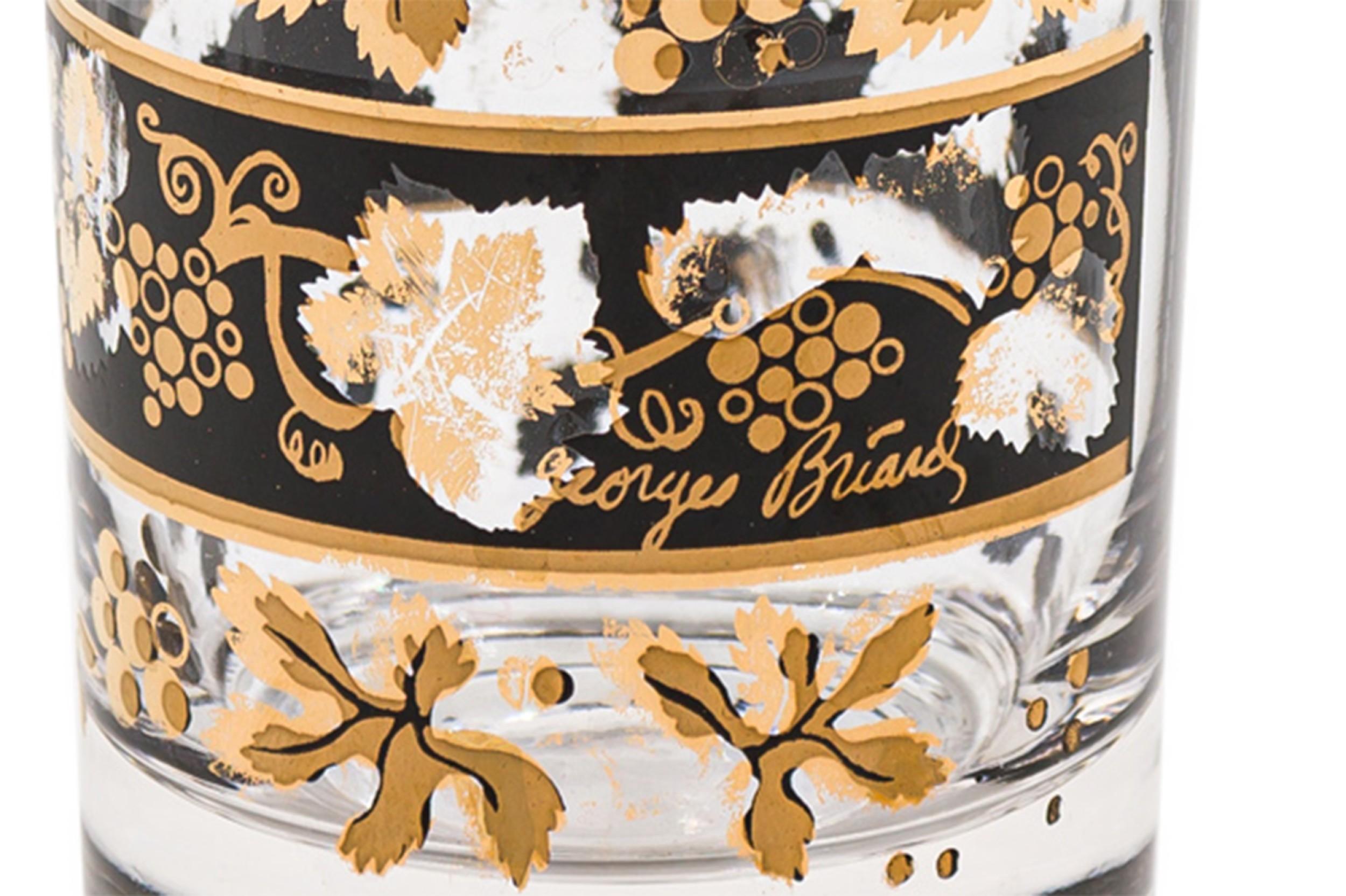 Juego de 5 copas americanas de mediados de siglo Georges Briard, negras y doradas en venta 1