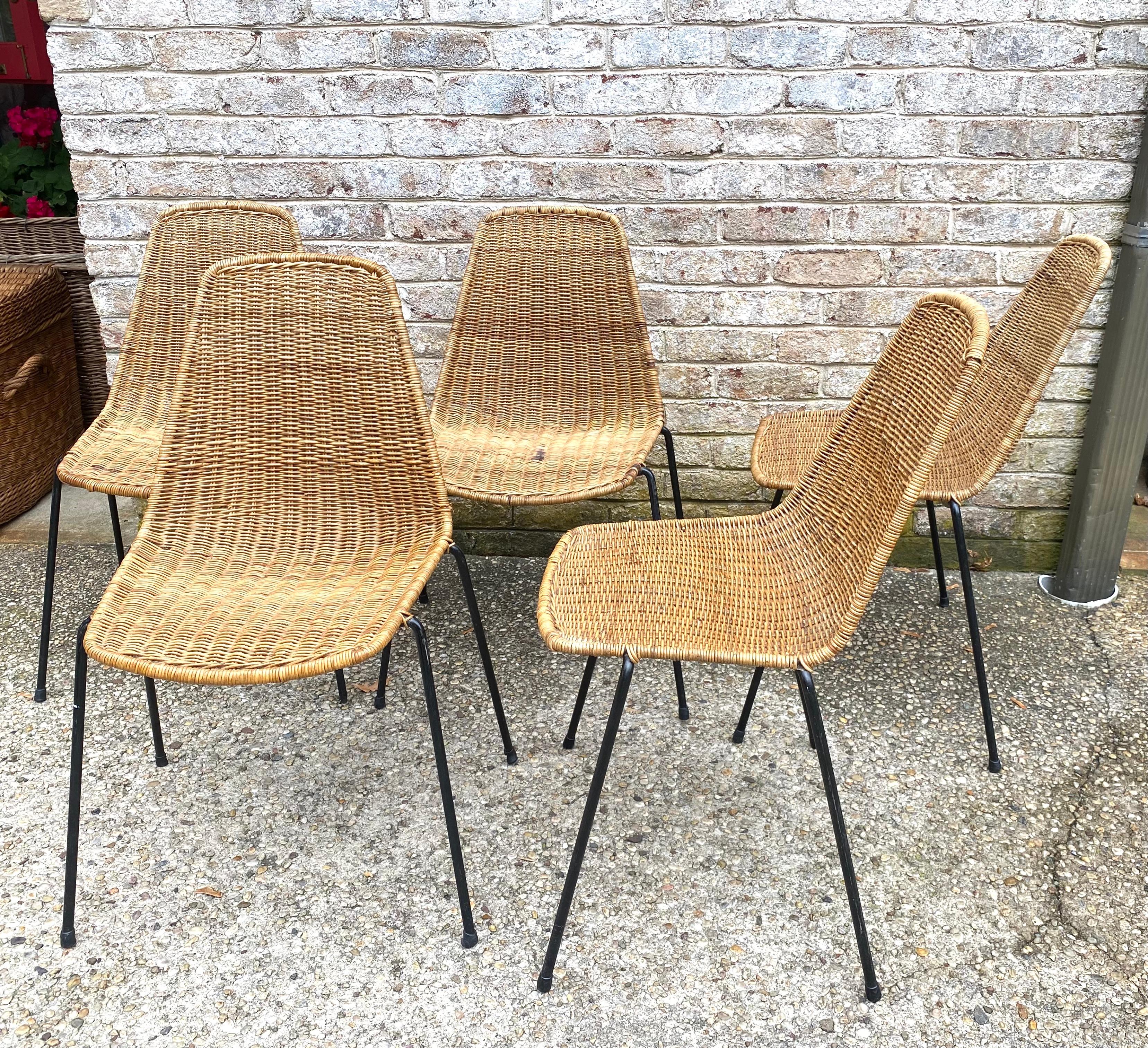 Set of 5 Gian Franco Legler Basket Chairs For Sale 3