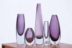 Juego de 5 jarrones de cristal "Sommerso" de Strömbergshyttan, Suecia