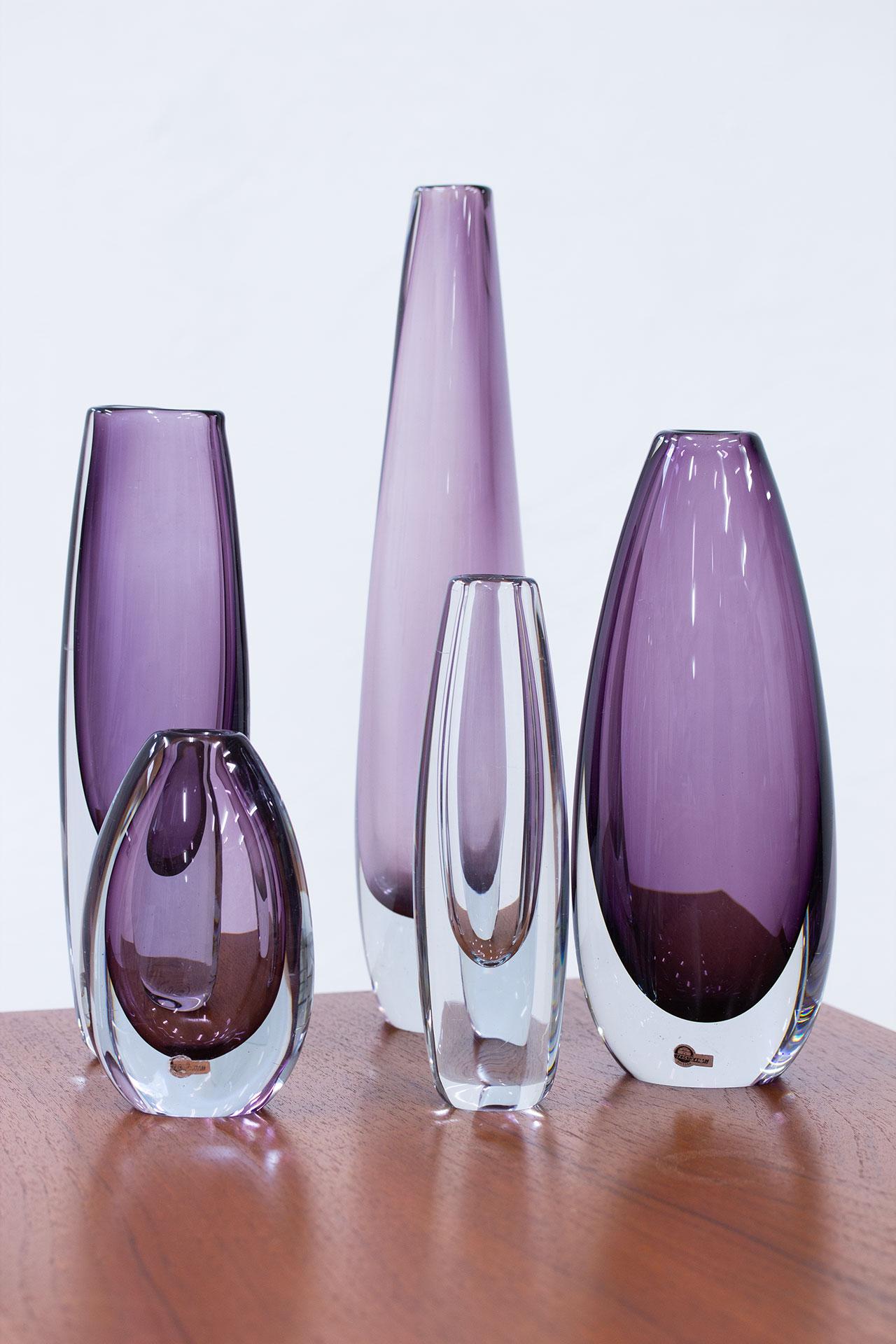 Scandinave moderne Ensemble de 5 vases en verre 
