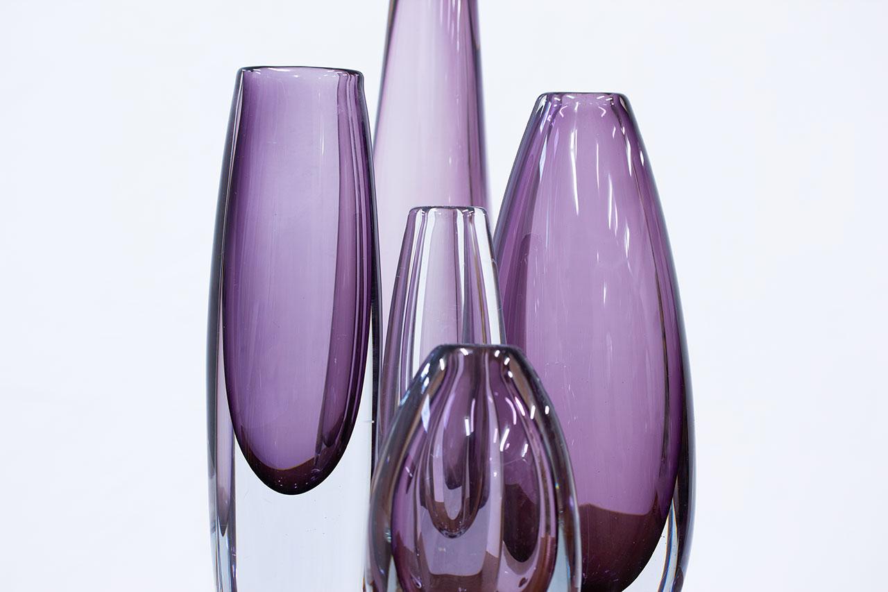 Ensemble de 5 vases en verre 