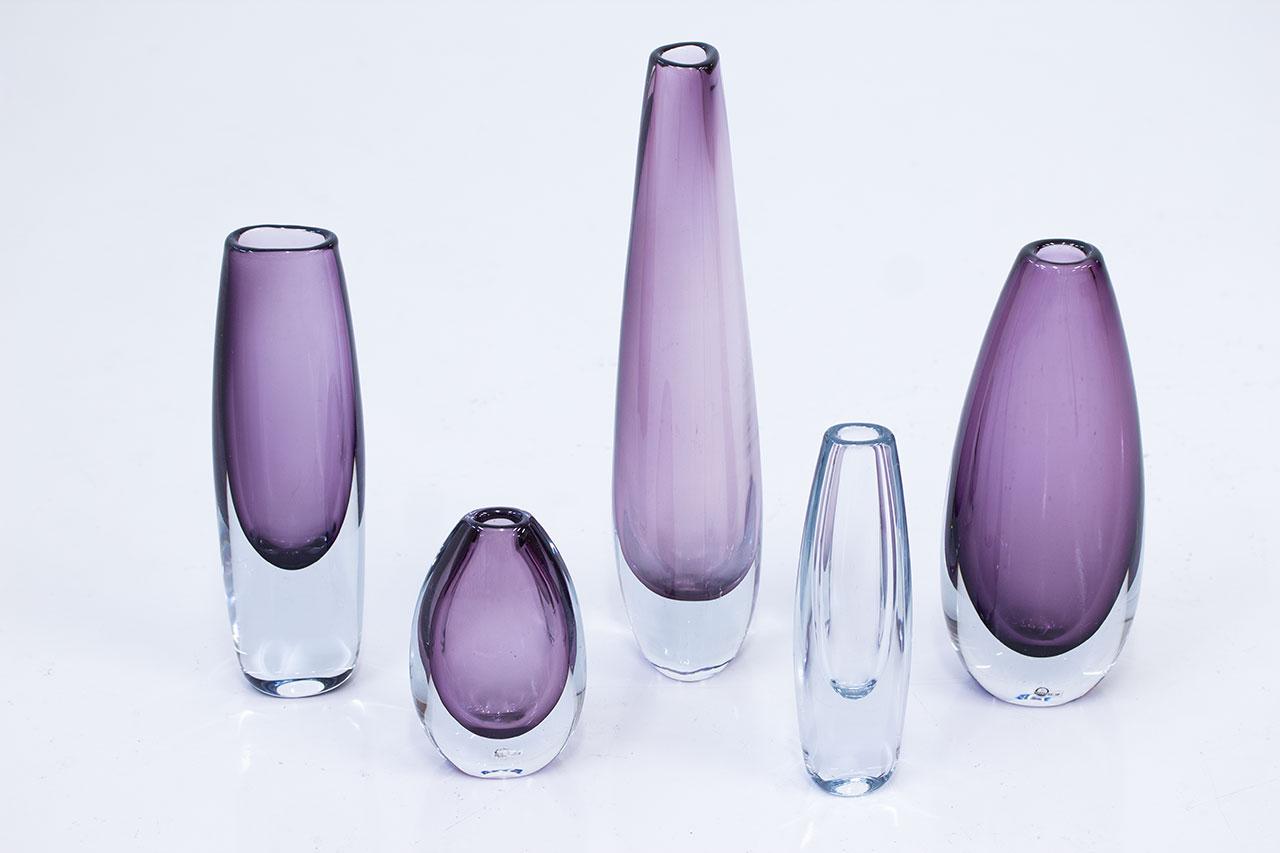 20ième siècle Ensemble de 5 vases en verre 