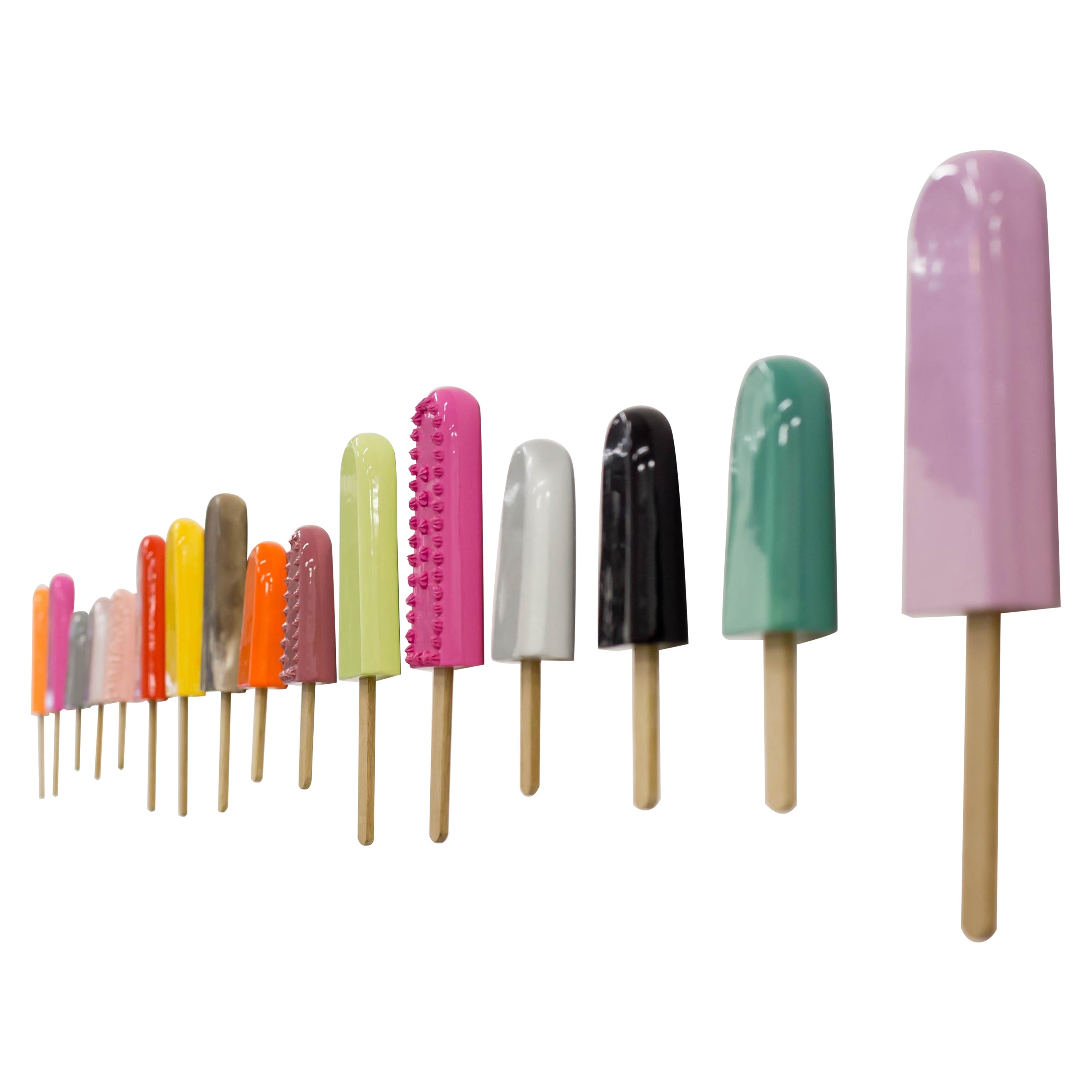 Set of 5 Glossy ceramic popsicles wall hanging. choose your color