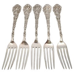 Set of 5 Gorham Versailles Sterling Silver Forks 6 3/4" w/Mono #17145