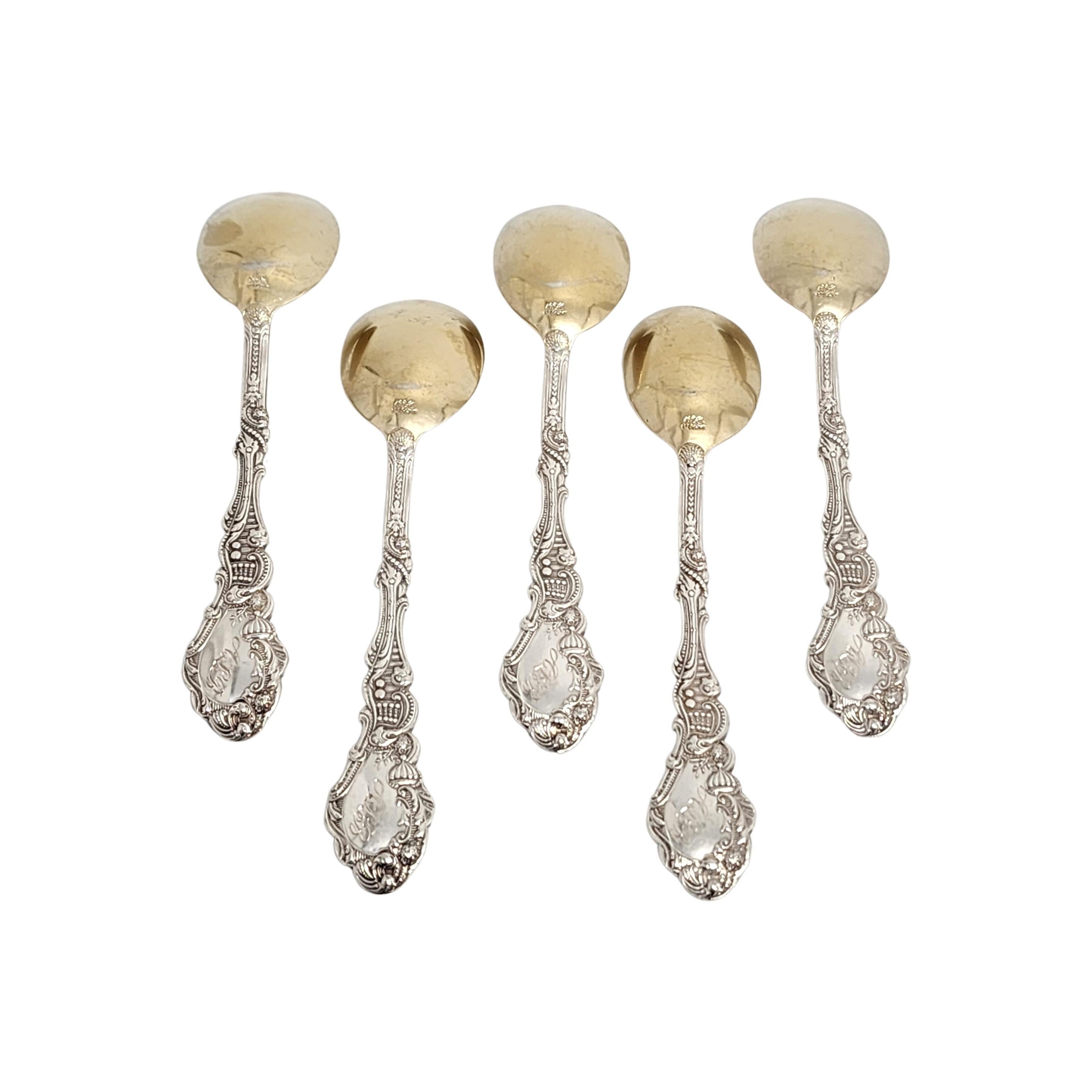 Set of 5 Gorham Versailles Sterling Silver Gold Wash Bowl Small Ice Cream Spoons For Sale 1