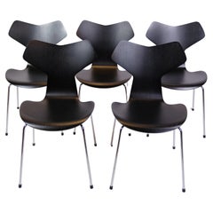 Set Of 5 Grand Prix Chairs Model 3130 By Arne Jacobsen For Fritz Hansen
