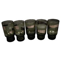 Set of 5 Green Vintage Crystal Liqueur Glasses - 2Y174