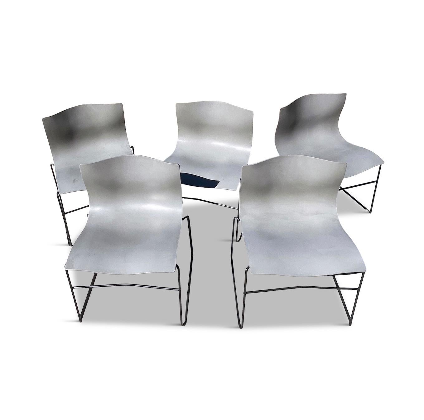 Post-Modern Set of 5 Grey Handkerchief Chairs by Lella and Massimo Vignelli for Knoll
