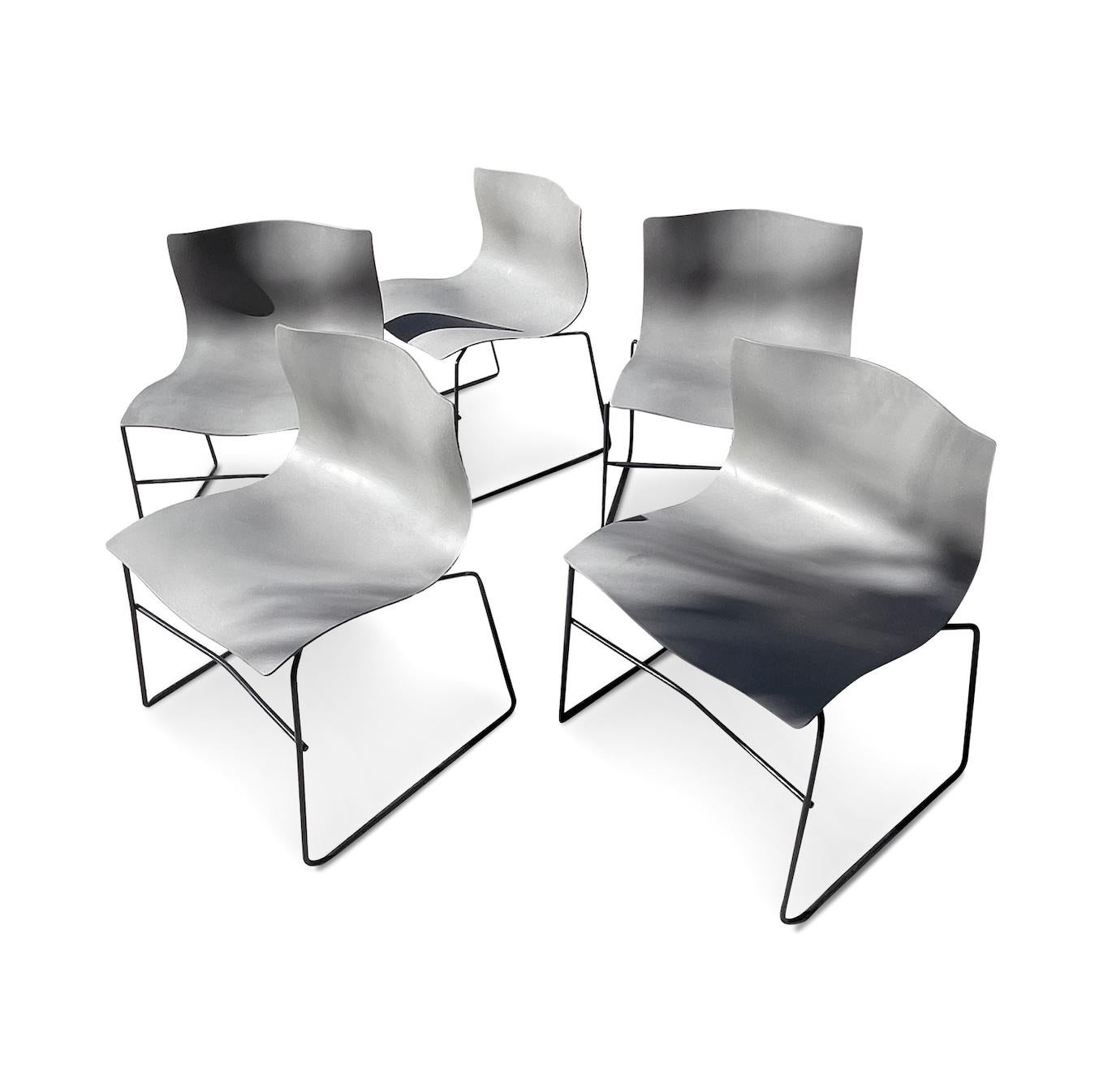Set of 5 Grey Handkerchief Chairs by Lella and Massimo Vignelli for Knoll In Good Condition In Brooklyn, NY