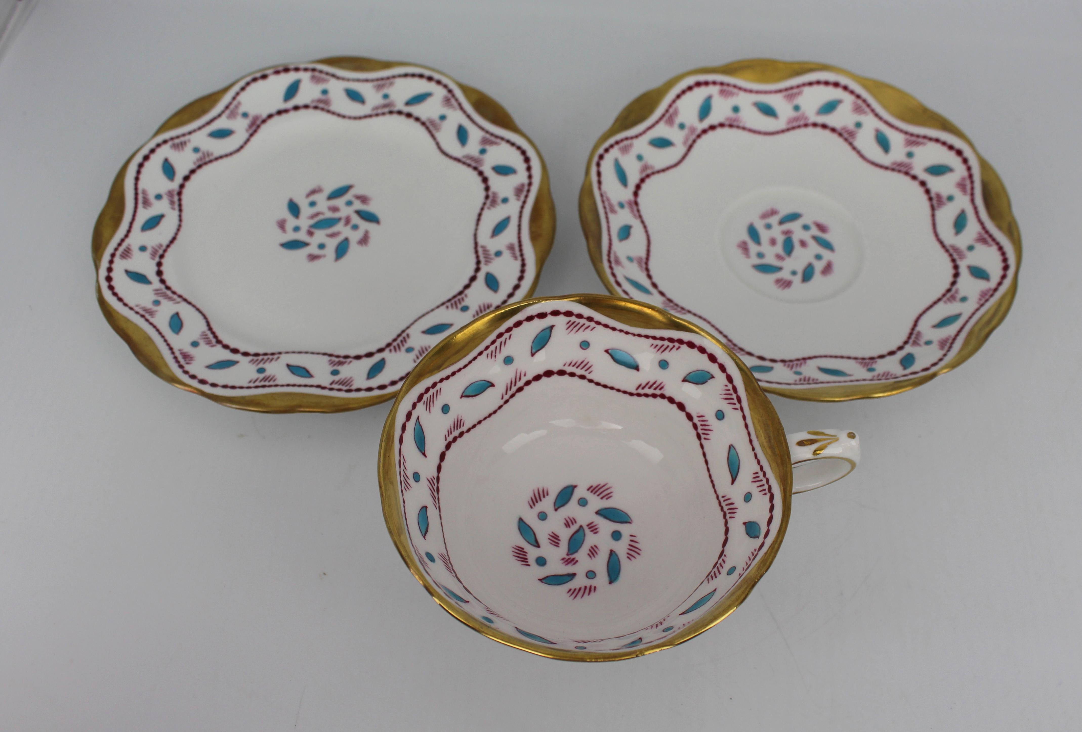 Porcellana Set di 5 Trio Grosvenor Jackson & Gosling Horentine, 1910 ca. in vendita