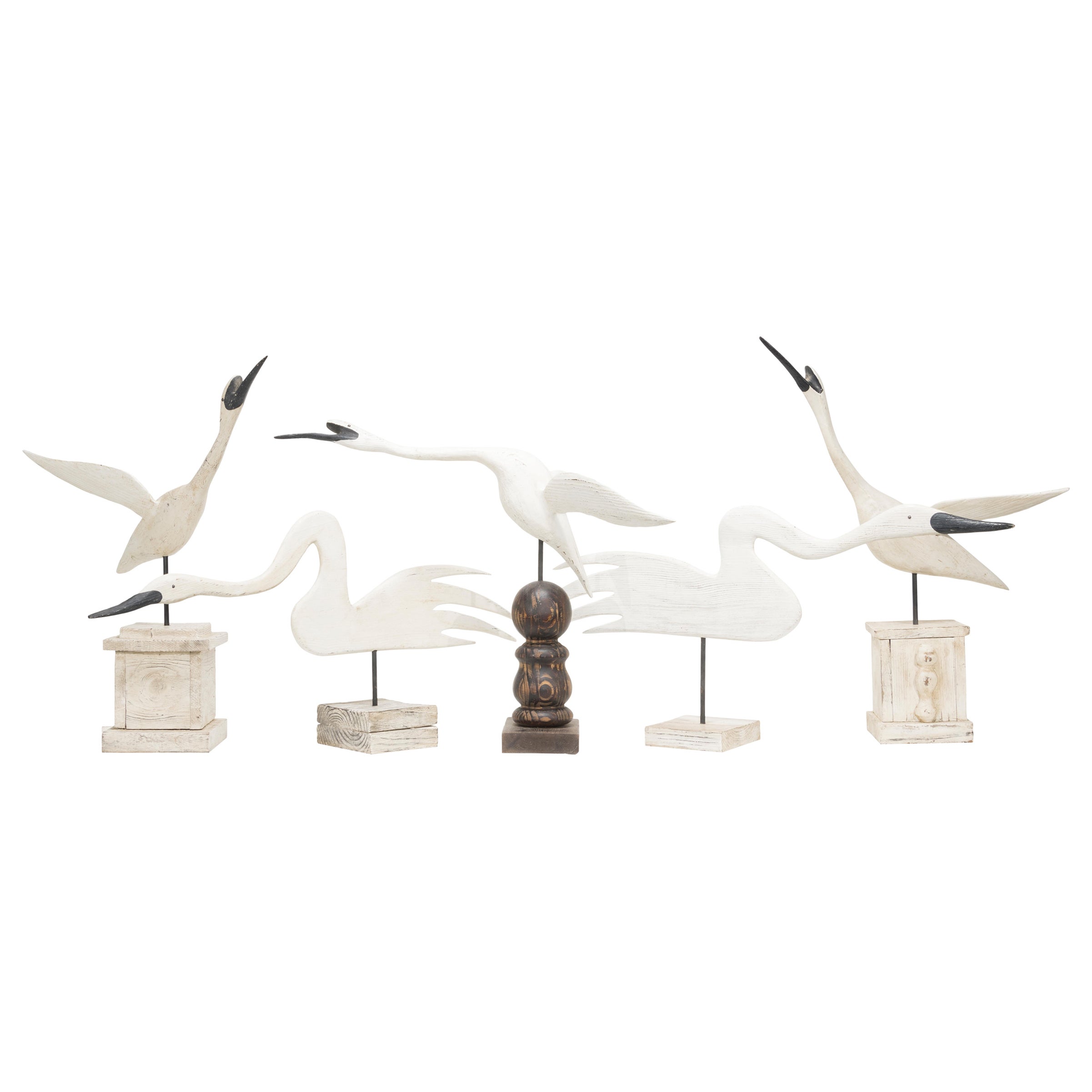 Set of 5 Hand Carved and Painted Shorebird Decoys