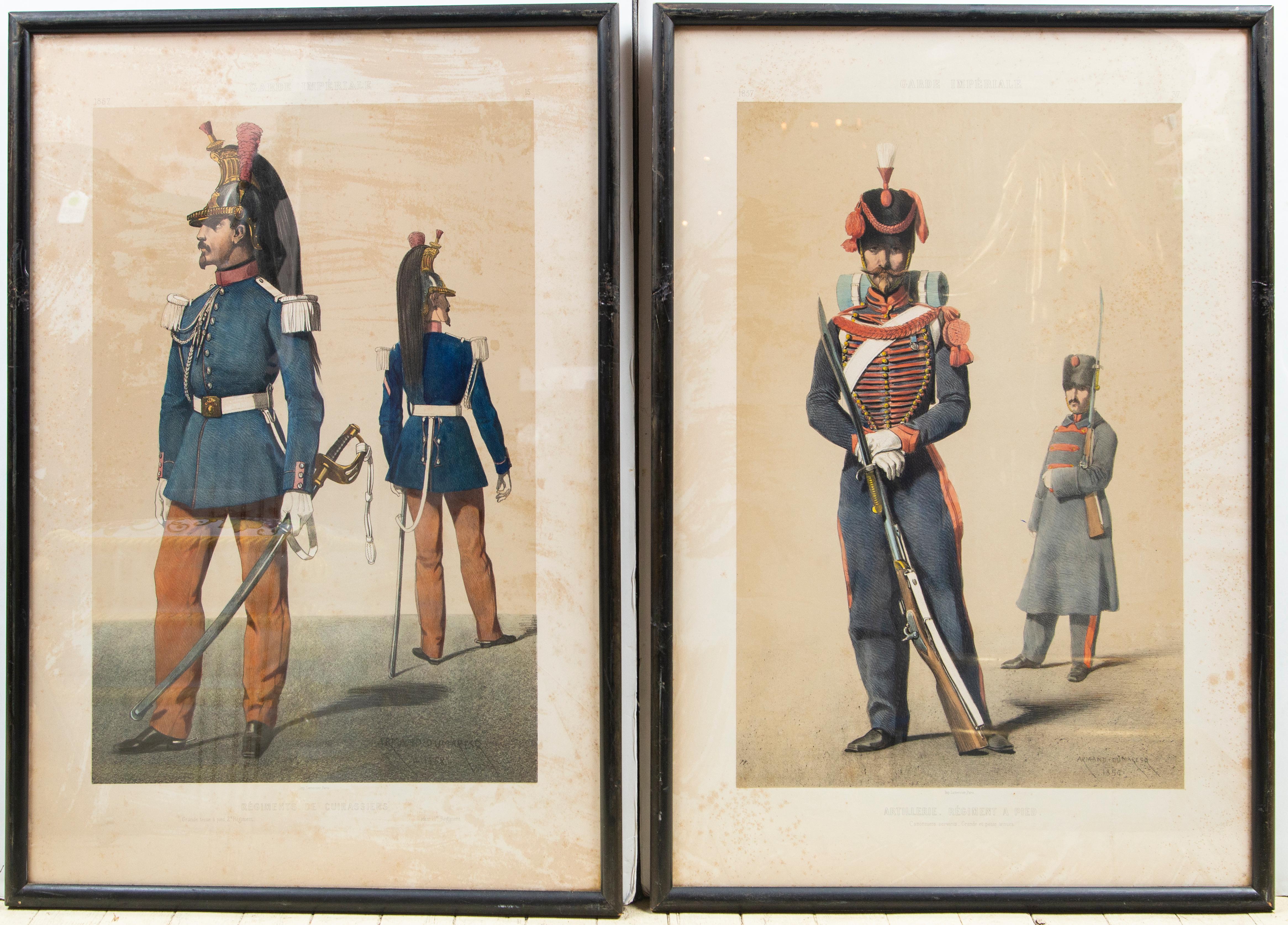 Empire Set of 5 Hand Colored Prints of Garde Imperiale