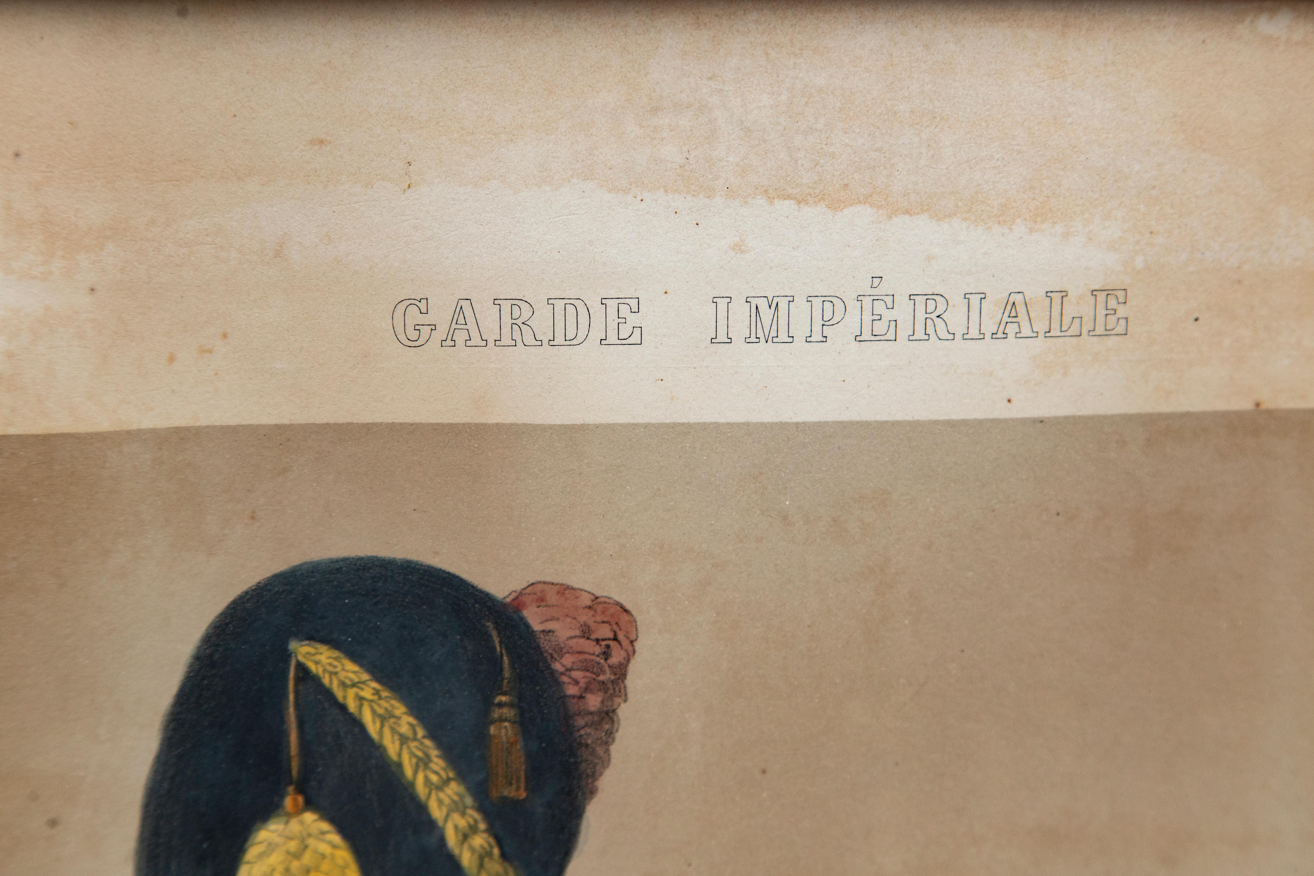 19th Century Set of 5 Hand Colored Prints of Garde Imperiale