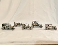 Set of 5 Hand-Made Italian Miniature Solid Sterling Silver (.925) Cars.